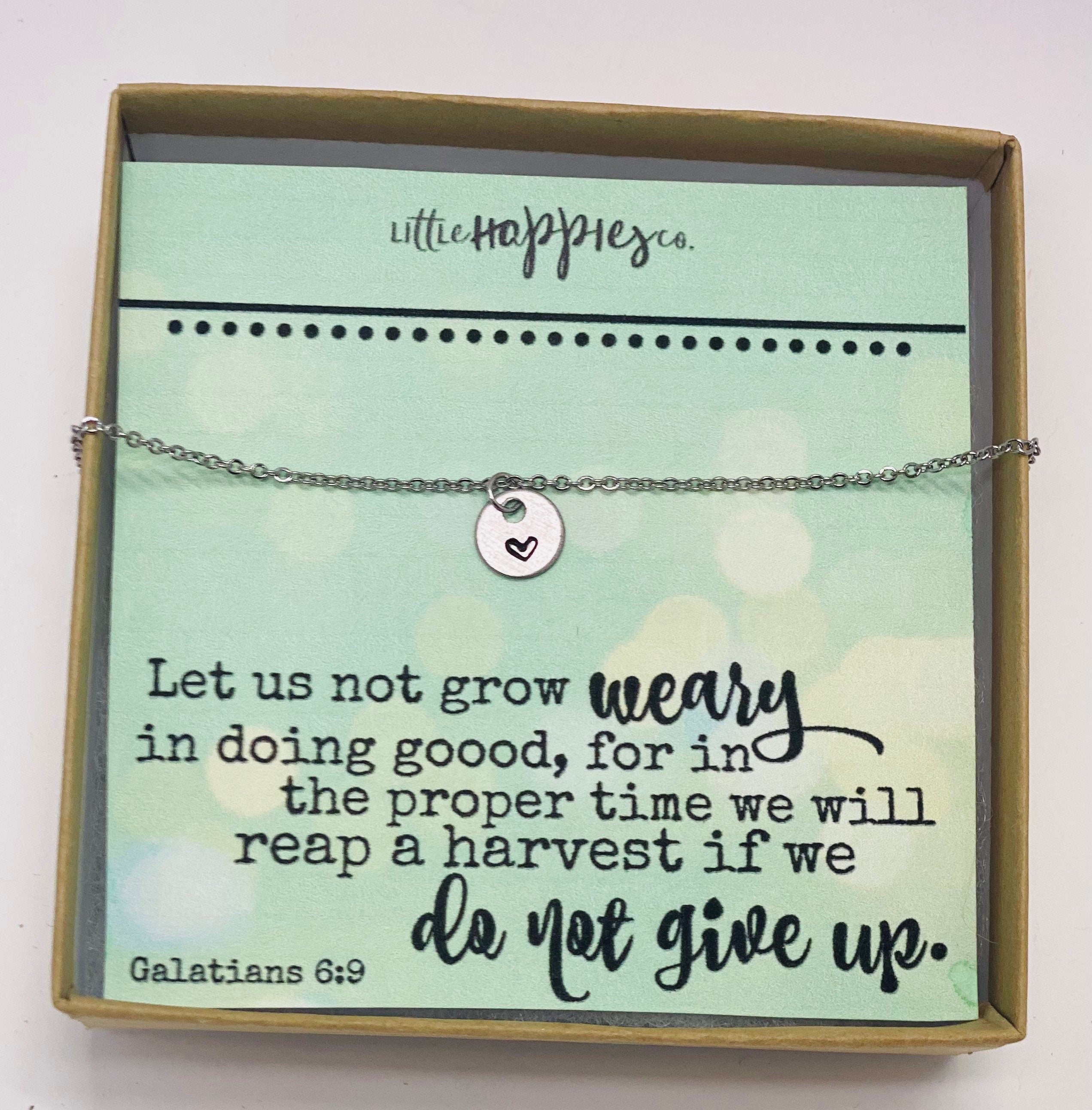 Do not grow weary, Encouragement gift, Heart necklace, Missionary gift, Church staff gift, Thank you gift, Christian gift, Christian jewelry