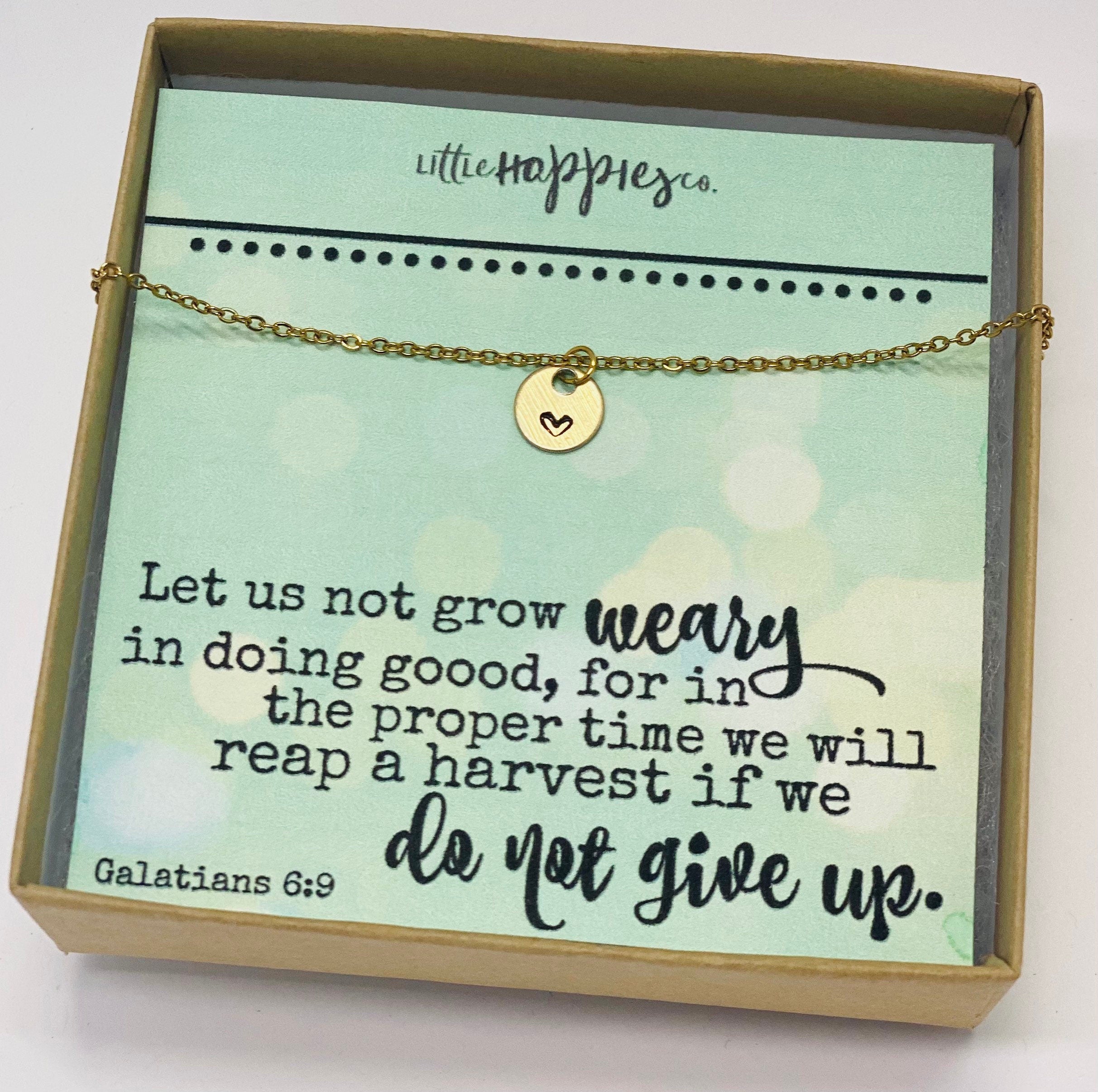 Do not grow weary, Encouragement gift, Heart necklace, Missionary gift, Church staff gift, Thank you gift, Christian gift, Christian jewelry