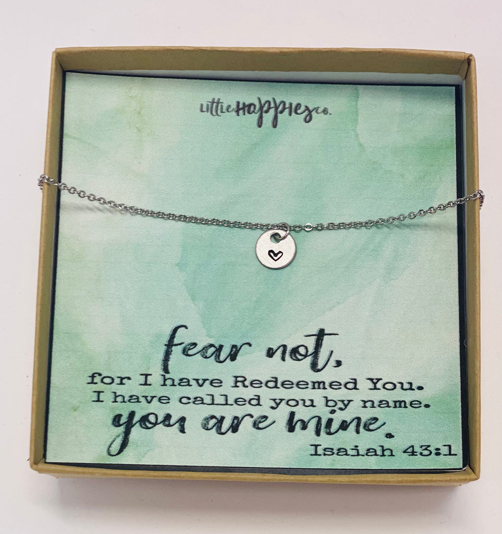 Dainty heart necklace, Fear not, Encouragement gift, Cancer, Christian jewelry, Religious scripture bible verse, Inspiration gift