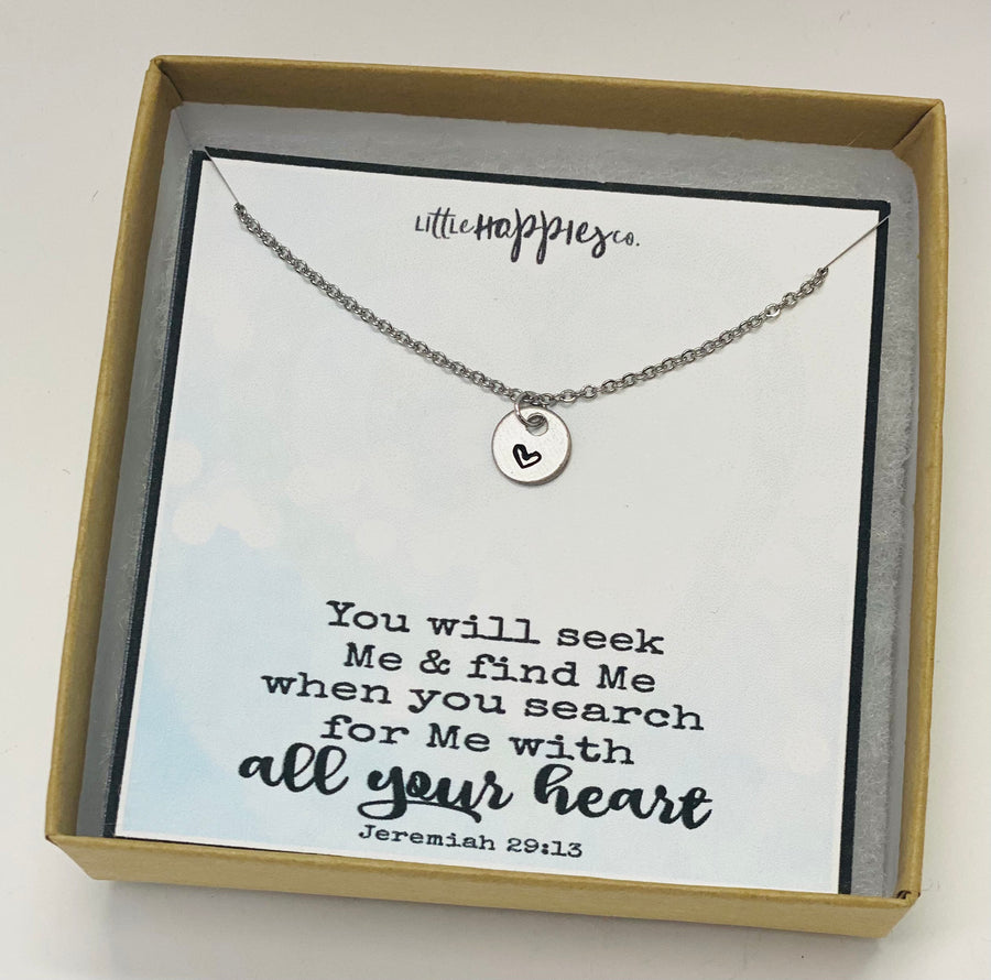 Christian Jewelry, Heart Necklace, Baptism gift, Confirmation gift, Encouragement gift, Gift of faith, Christmas gift, Birthday gift