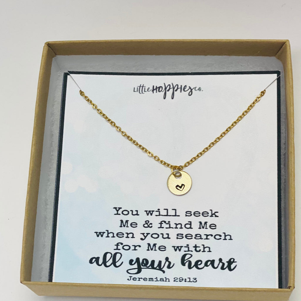 Christian Jewelry, Heart Necklace, Baptism gift, Confirmation gift, Encouragement gift, Gift of faith, Christmas gift, Birthday gift
