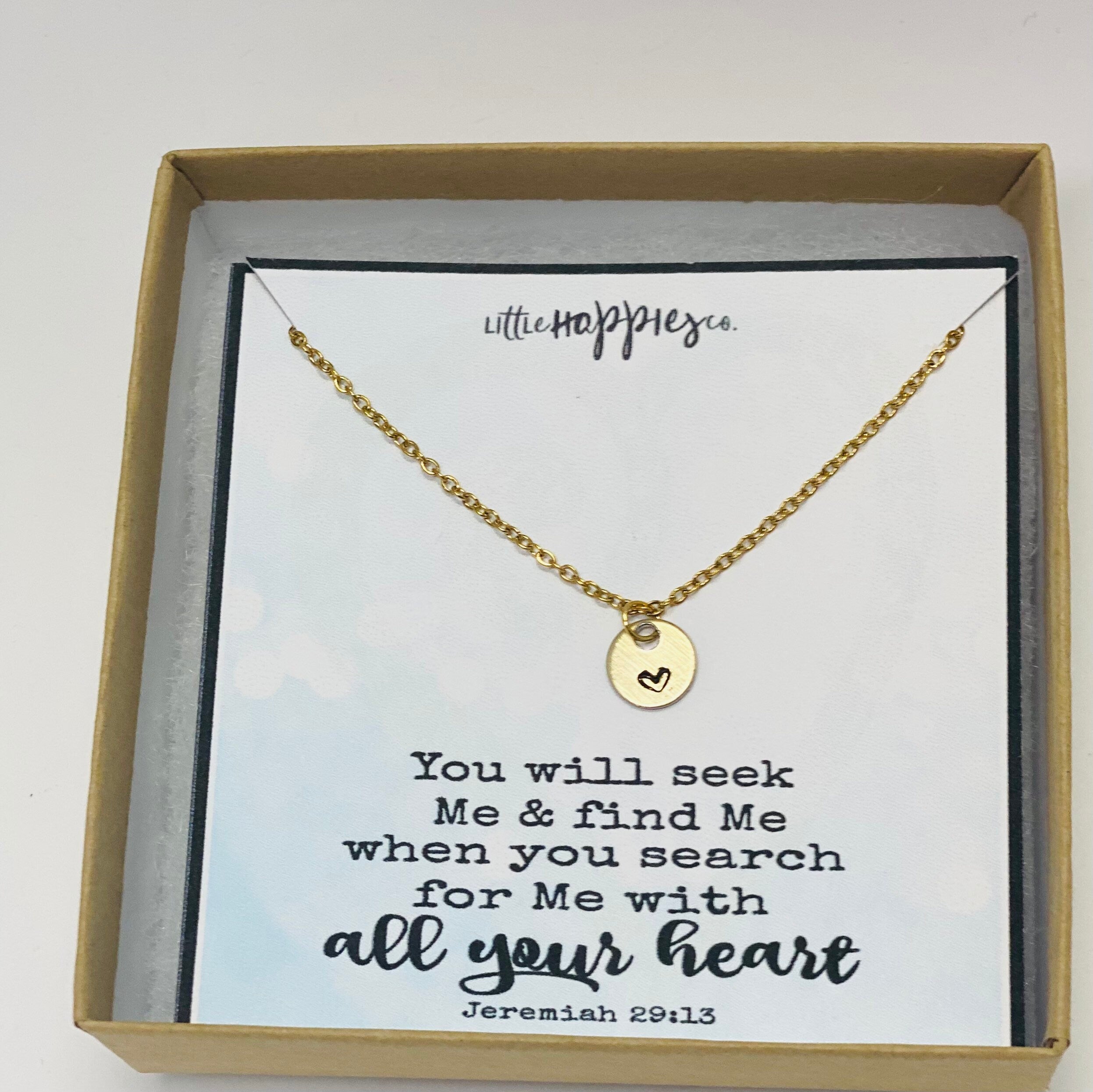 Christian Jewelry, Heart Necklace, Baptism gift, Confirmation gift, Encouragement gift, Gift of faith, Christmas gift, Birthday gift