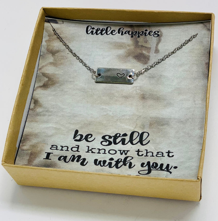 Heart Necklace, psalm 46:10, Encouragement gift, christian jewelry,  grief gift, miscarriage gift, motivational gift, be still and know