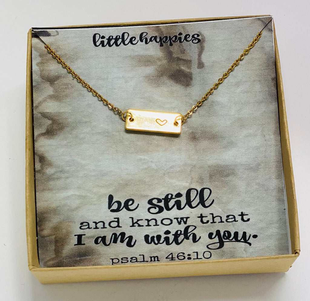 Heart Necklace, psalm 46:10, Encouragement gift, christian jewelry,  grief gift, miscarriage gift, motivational gift, be still and know
