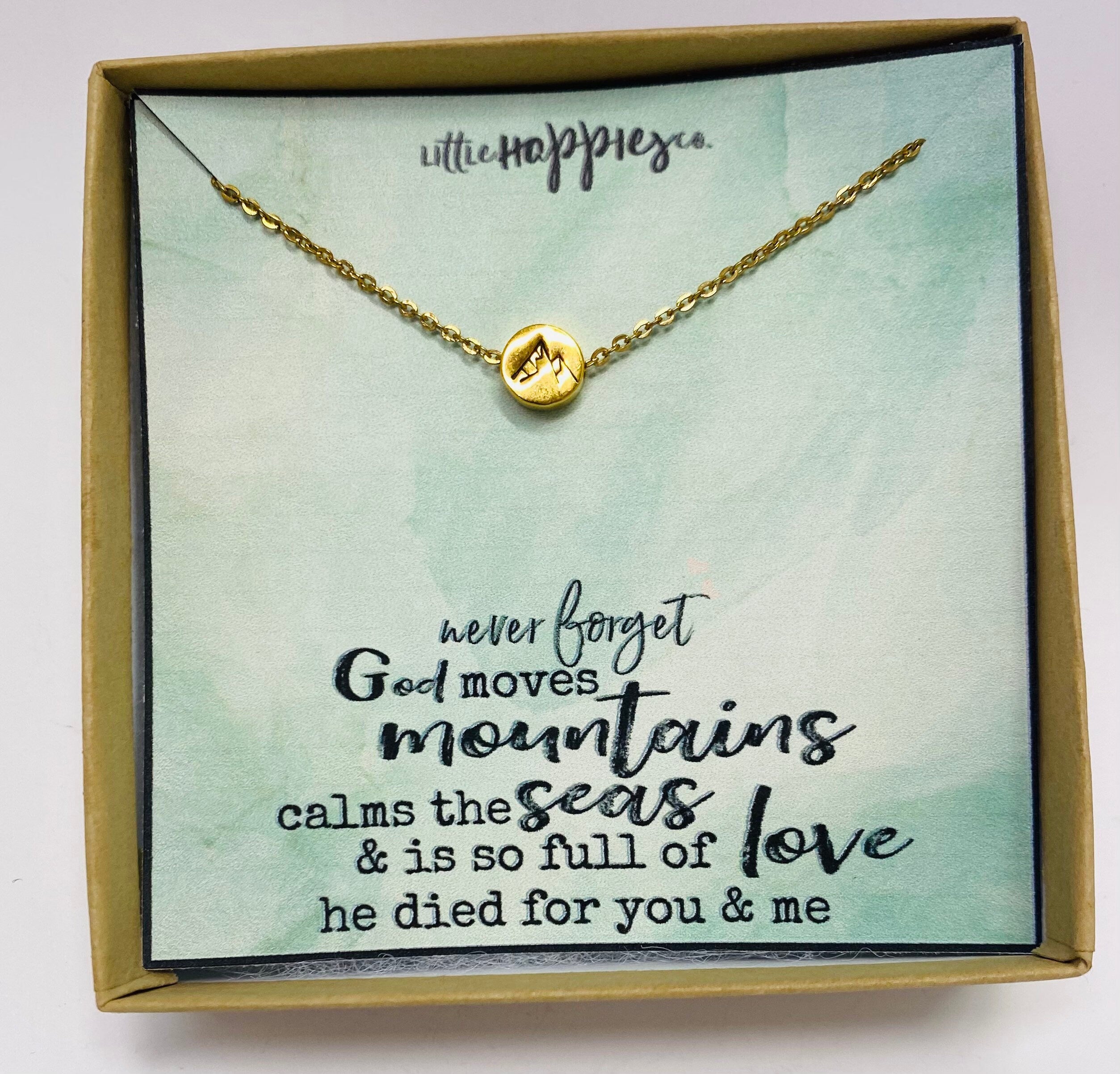 Mountain Necklace, Mountain Jewelry, Faith necklace, Dainty Necklace, Encouragement gift, Christian Jewelry, Gift for her, Rose gold, Heart