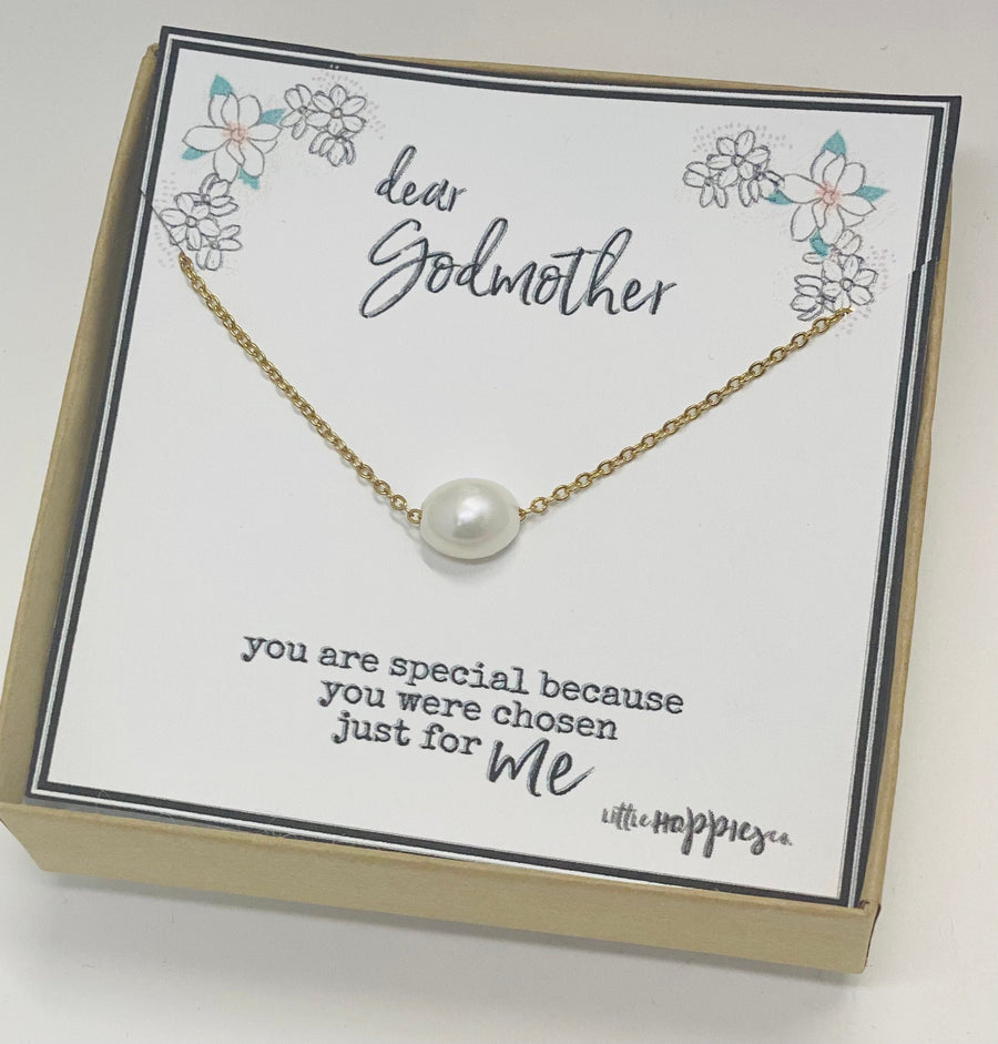 Pearl necklace, Gift for Godmother, Godmother gift, Godmother necklace, Christmas gift For Godmother, dainty necklace, conformation gift