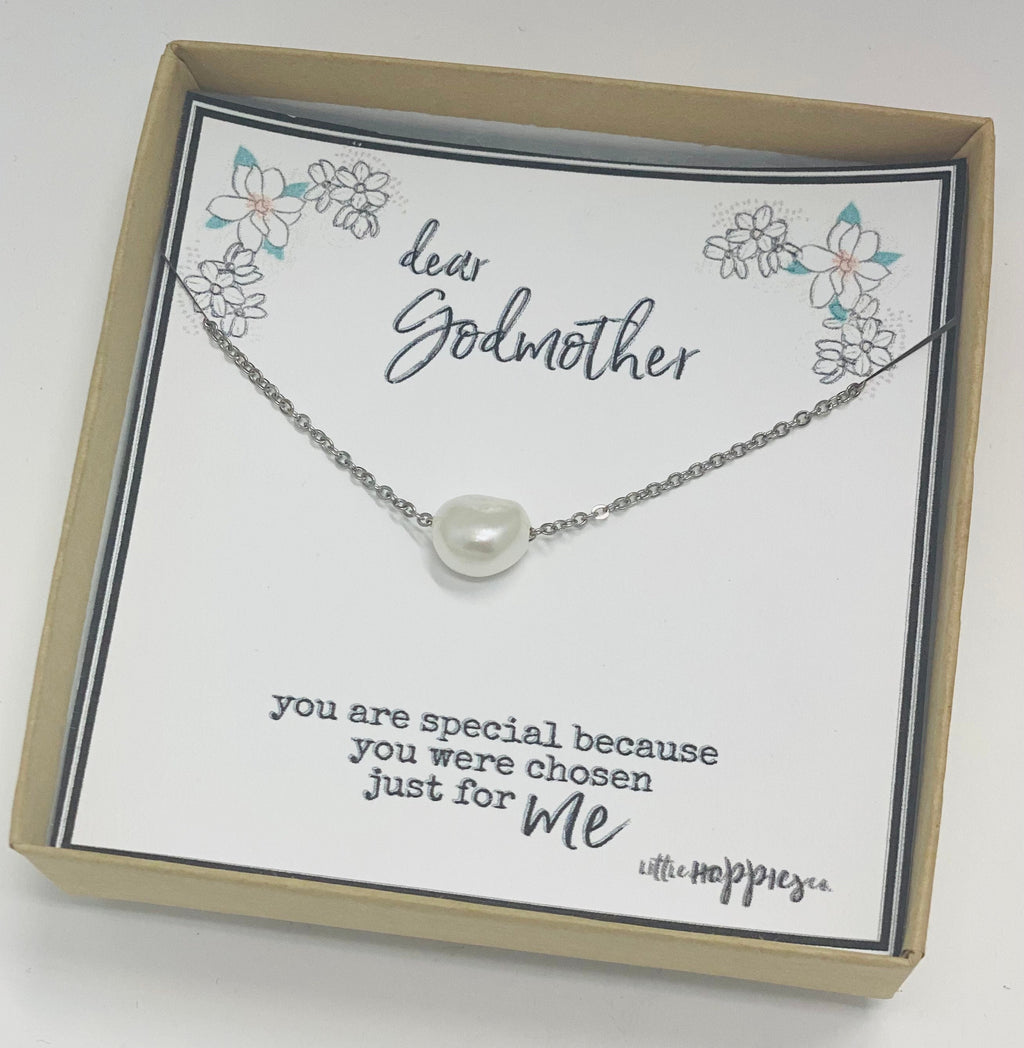 Pearl necklace, Gift for Godmother, Godmother gift, Godmother necklace, Christmas gift For Godmother, dainty necklace, conformation gift