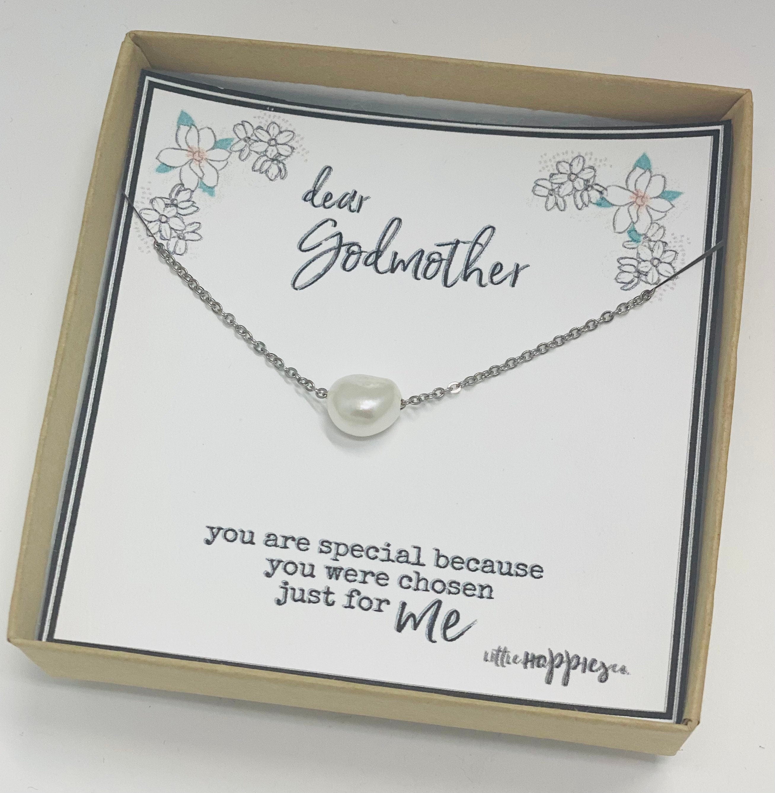 Pearl necklace, Gift for Godmother, Godmother gift, Godmother necklace, Christmas gift For Godmother, dainty necklace, conformation gift