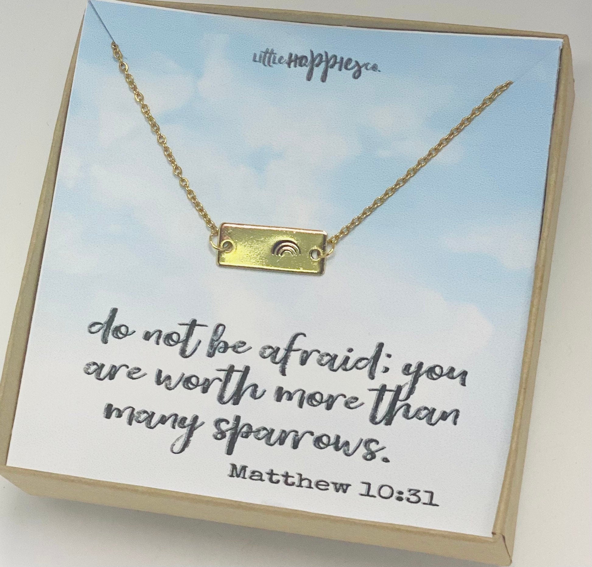 Bar necklace, gift for her, Christian gift, encouragement, rainbow necklace, Christian jewelry, miscarriage gift, sympathy gift, grief