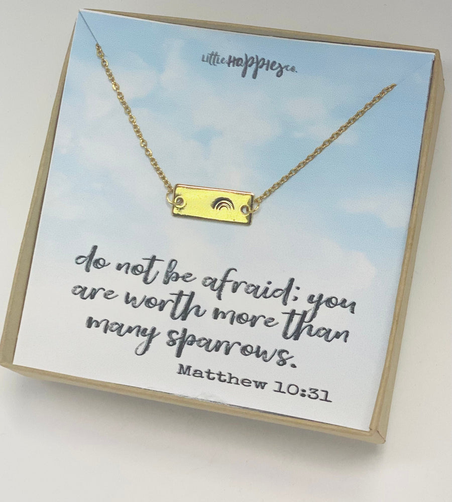 Bar necklace, gift for her, Christian gift, encouragement, rainbow necklace, Christian jewelry, miscarriage gift, sympathy gift, grief