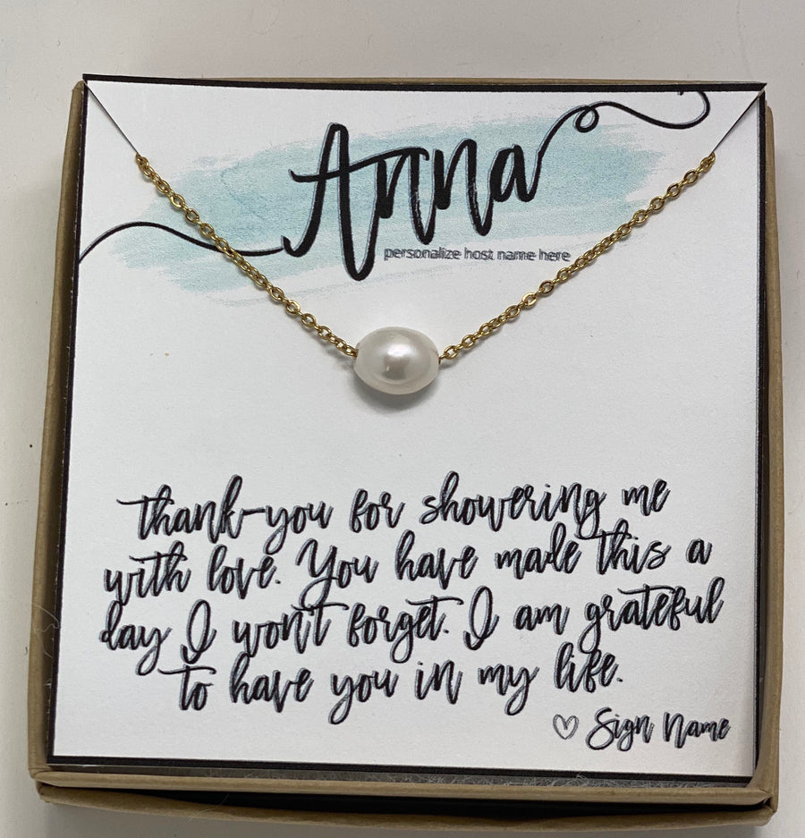 Pearl Necklace Thank You Note For Shower Host Baby Shower Hostess