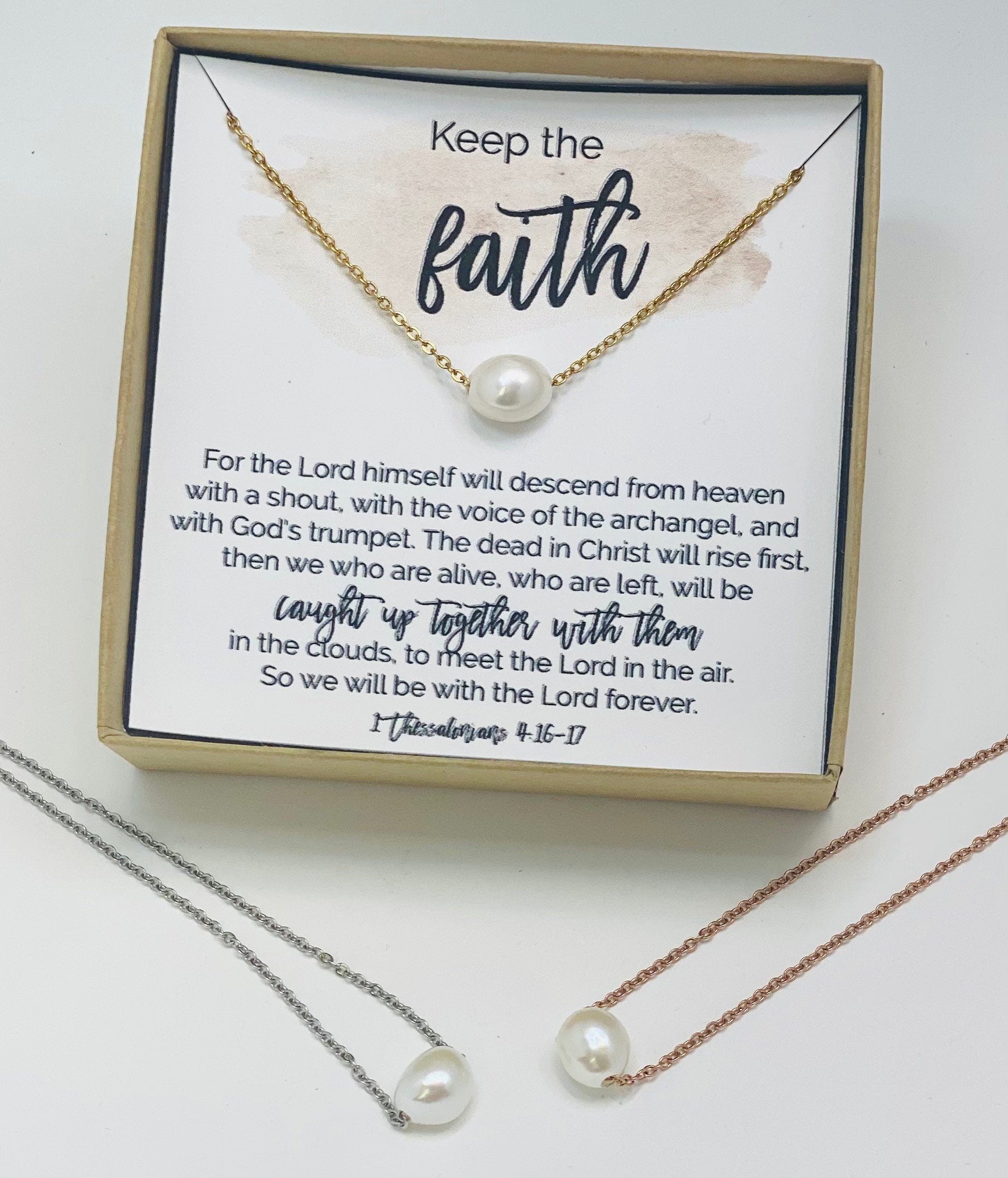 Faith gift, 1 Thessalonians, Faith card + necklace, Keep the faith, Keep the faith necklace, Christian necklace, Christian gifts, Gift shop