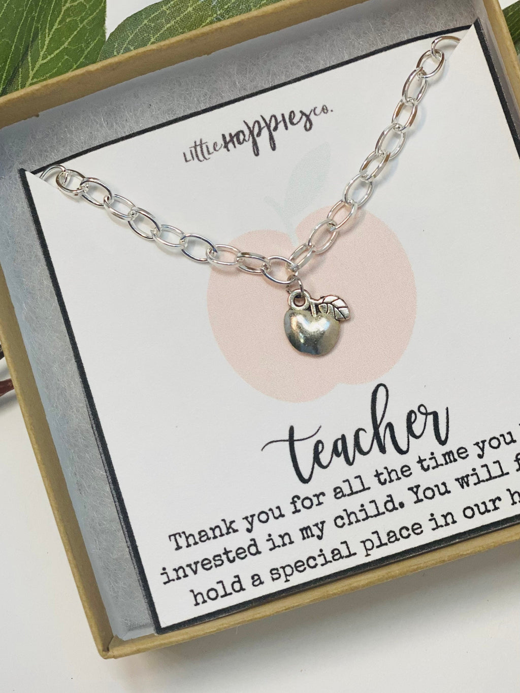 Teacher bracelet, Apple bracelet, Teacher gifts, Best teacher gifts, Apple charm bracelet, Christmas gift for teachers, Teacher birthday