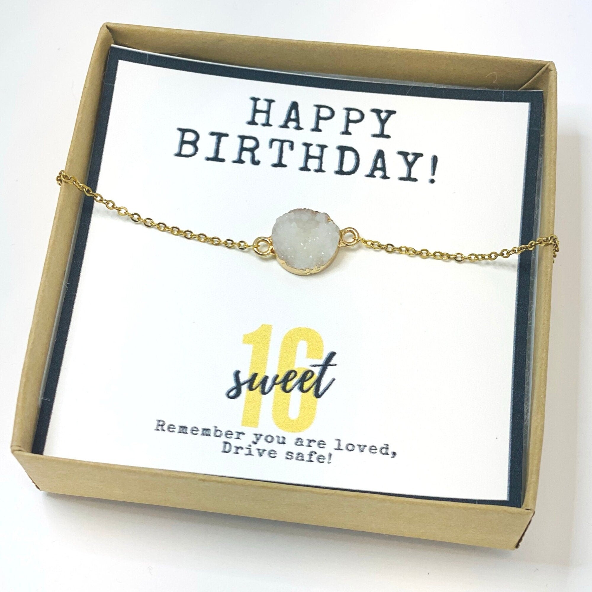 Sweet 16 necklace, Sweet 16 gifts for girls, 16th birthday gift, Gift for 16 year old girl, Necklace + card, 16th birthday card, Milestone