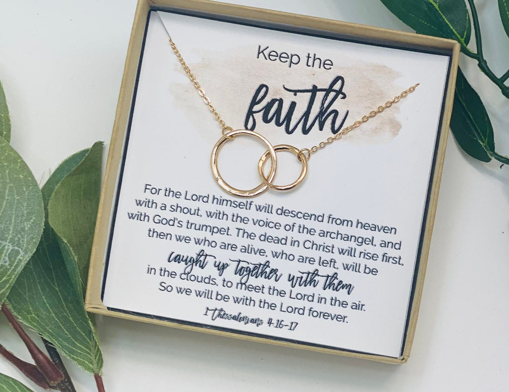 Blessed jewelry, Christian gifts, Keep the faith, Circle necklace, Christian pendant, Strength necklace, Religious jewelry, Christian card