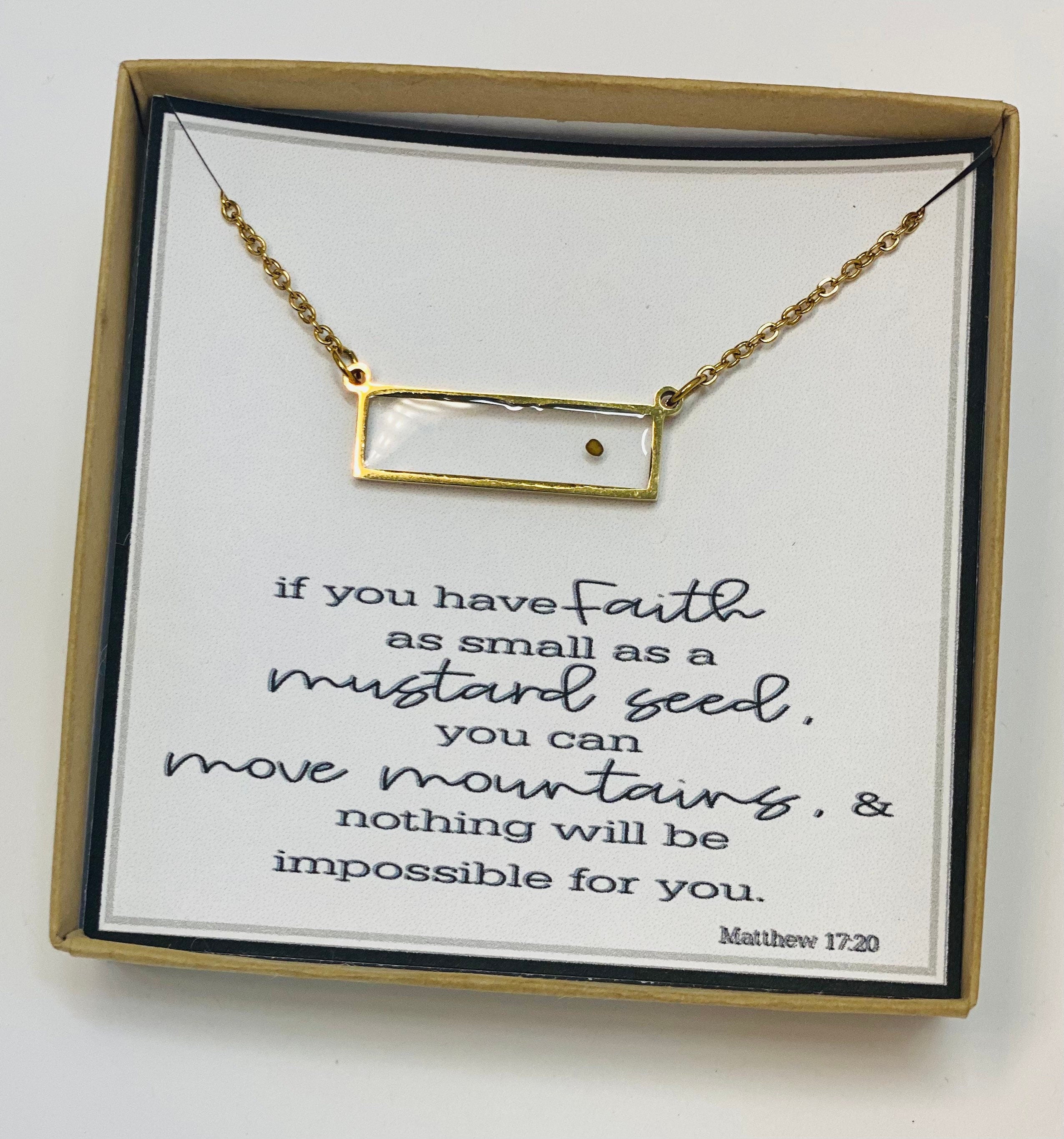 Mustard seed necklace, mustard seed jewelry, Christian jewelry, Encouragement gift, Faith gift, Inspirational gift, Bible scripture, gift