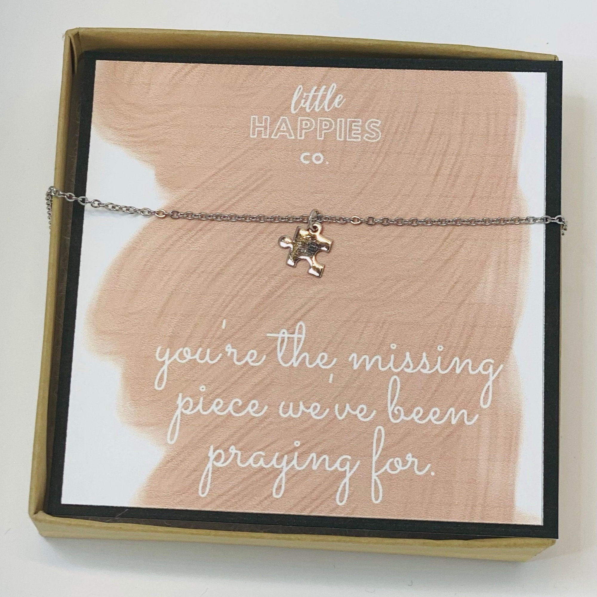 Missing piece, Puzzle necklace, Symbolic gift, Necklace + card, Gift for girlfriend anniversary, Gift for wife, Necklace with card