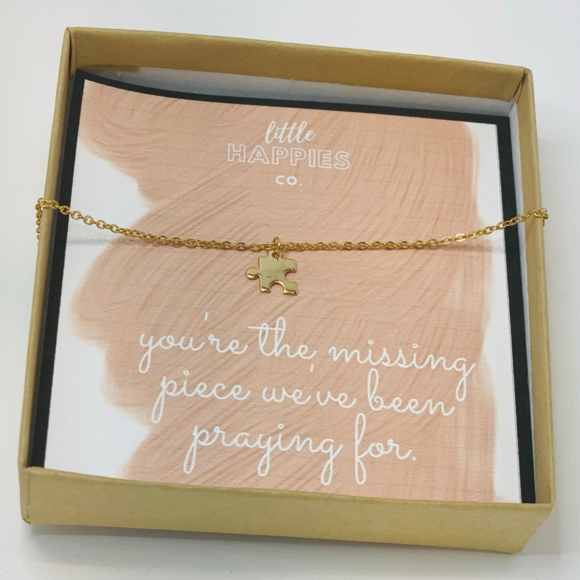Missing piece, Puzzle necklace, Symbolic gift, Necklace + card, Gift for girlfriend anniversary, Gift for wife, Necklace with card