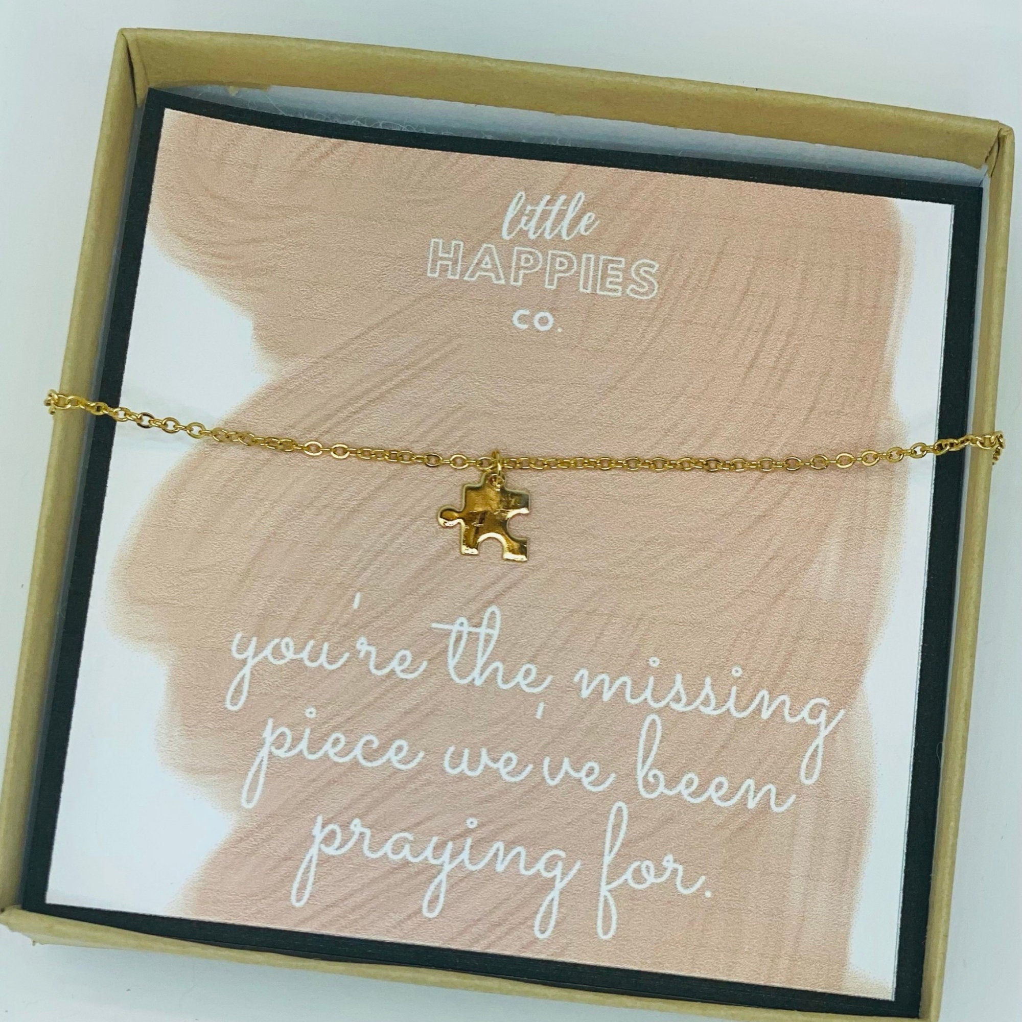 Missing piece, Puzzle necklace, Symbolic gift, Necklace + card, Gift for girlfriend anniversary, Gift for wife, Necklace with card