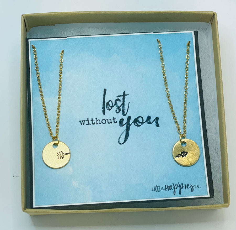 Best friend necklaces for 2, Best friend necklaces for adults, Necklace set for 2 friends, Two piece necklace for friends, arrow necklace