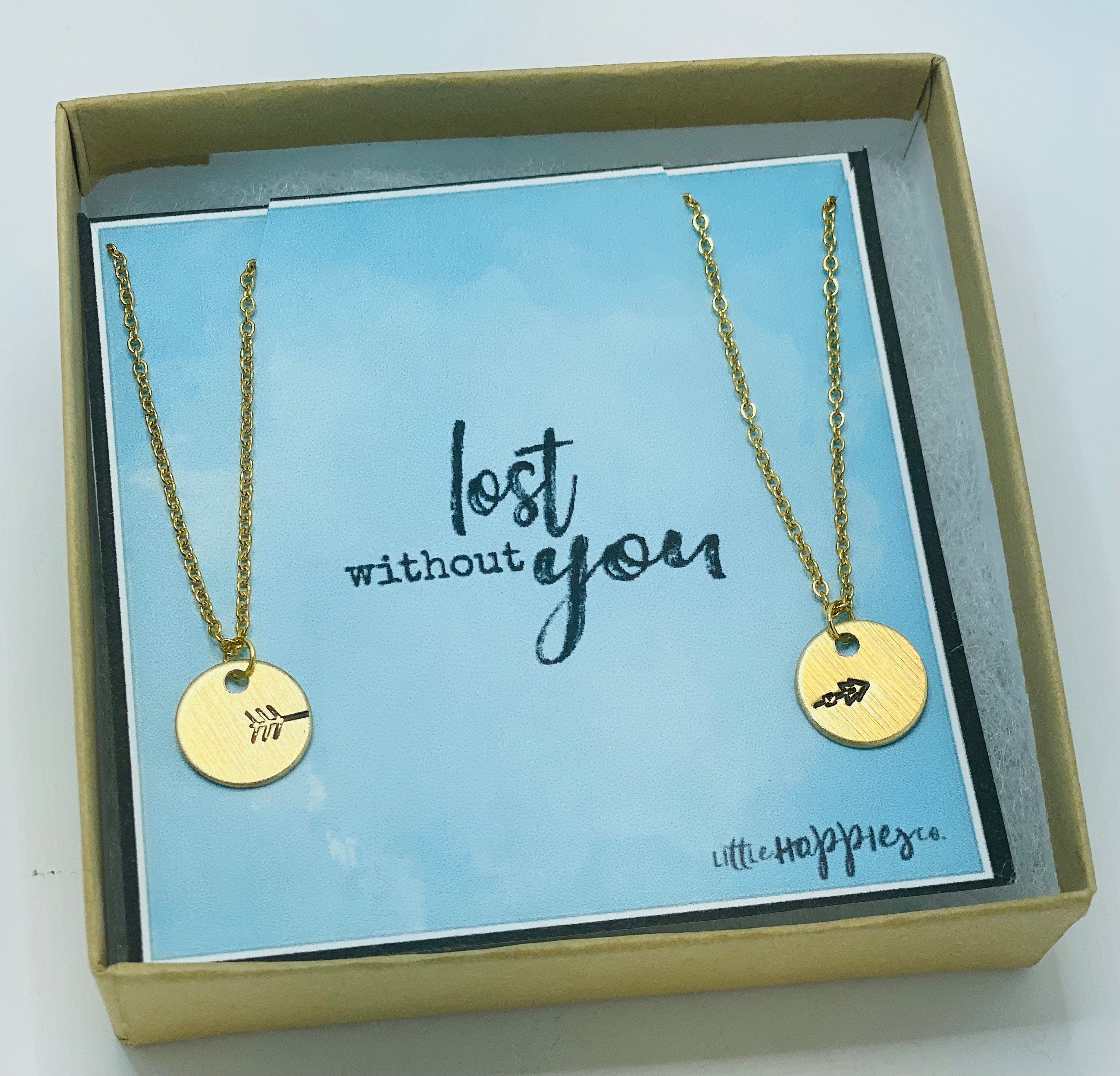 Best friend necklaces for 2, Best friend necklaces for adults, Necklace set for 2 friends, Two piece necklace for friends, arrow necklace