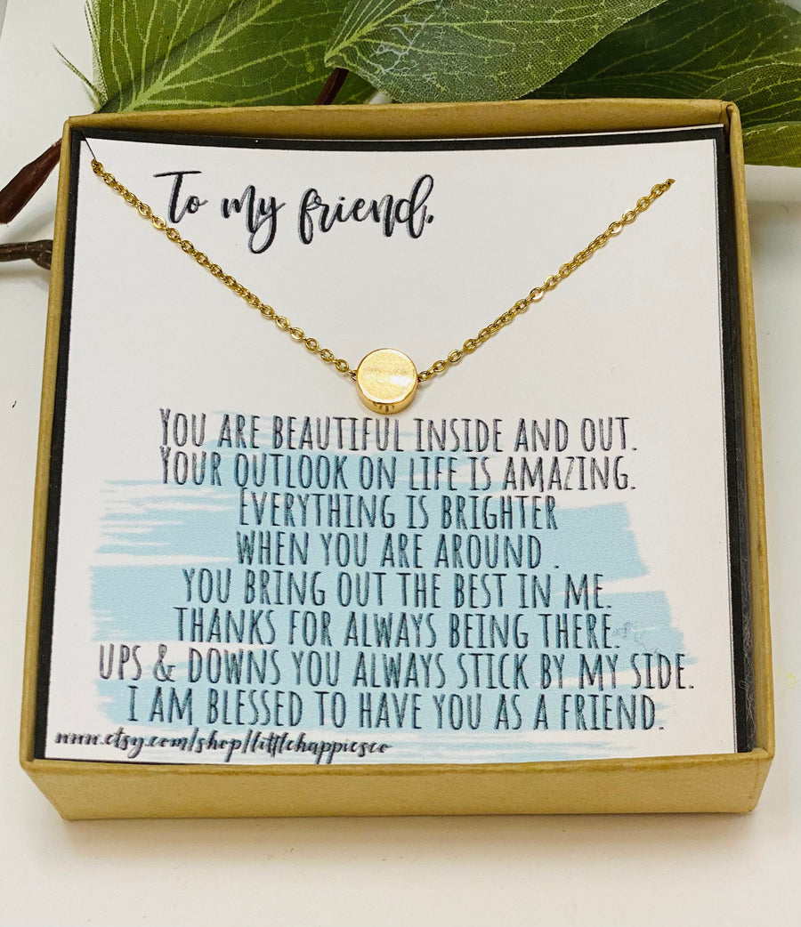 BFF Gifts, Quotes, Small Gifts for Women, Friend Birthday, Disc Necklace, Dainty Necklace, Layering Necklace, BFF Necklace, Best Friend Gift