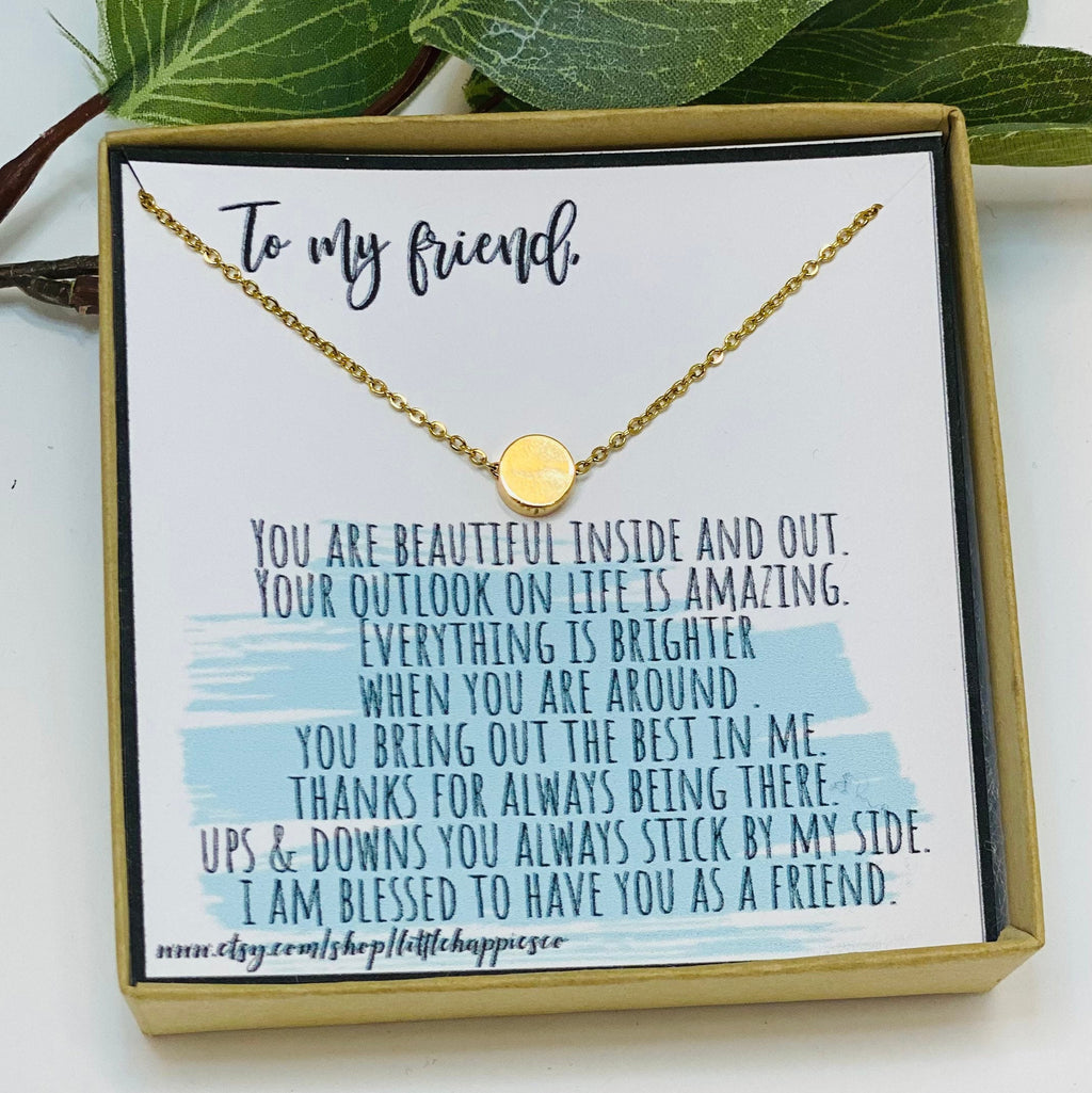 BFF Gifts, Quotes, Small Gifts for Women, Friend Birthday, Disc Necklace, Dainty Necklace, Layering Necklace, BFF Necklace, Best Friend Gift