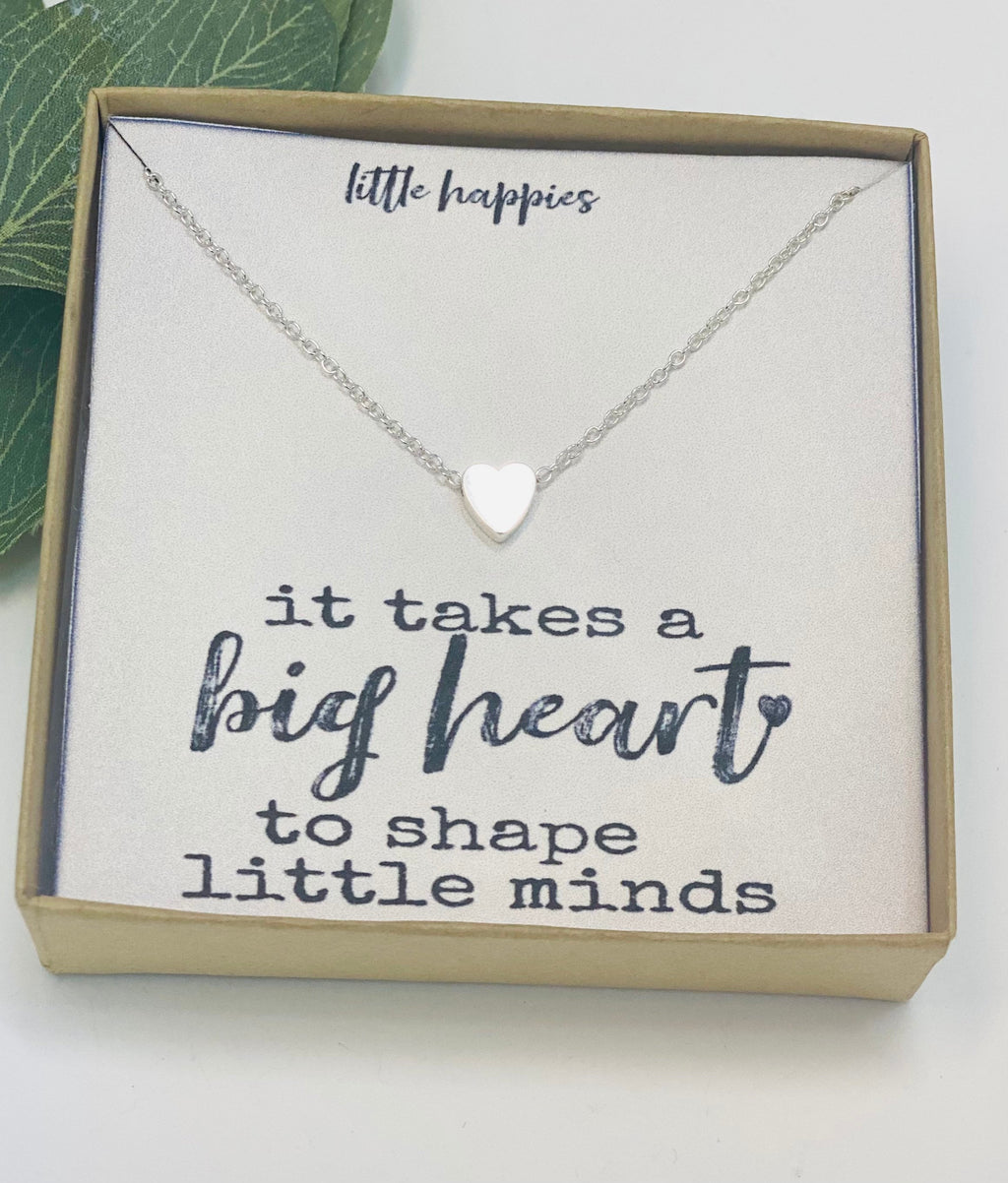 Teacher Gifts, Gift for Teacher, It Takes A Big Heart, Heart Necklace, Christmas Gifts for Teachers, Teacher Appreciation Gift, Teacher