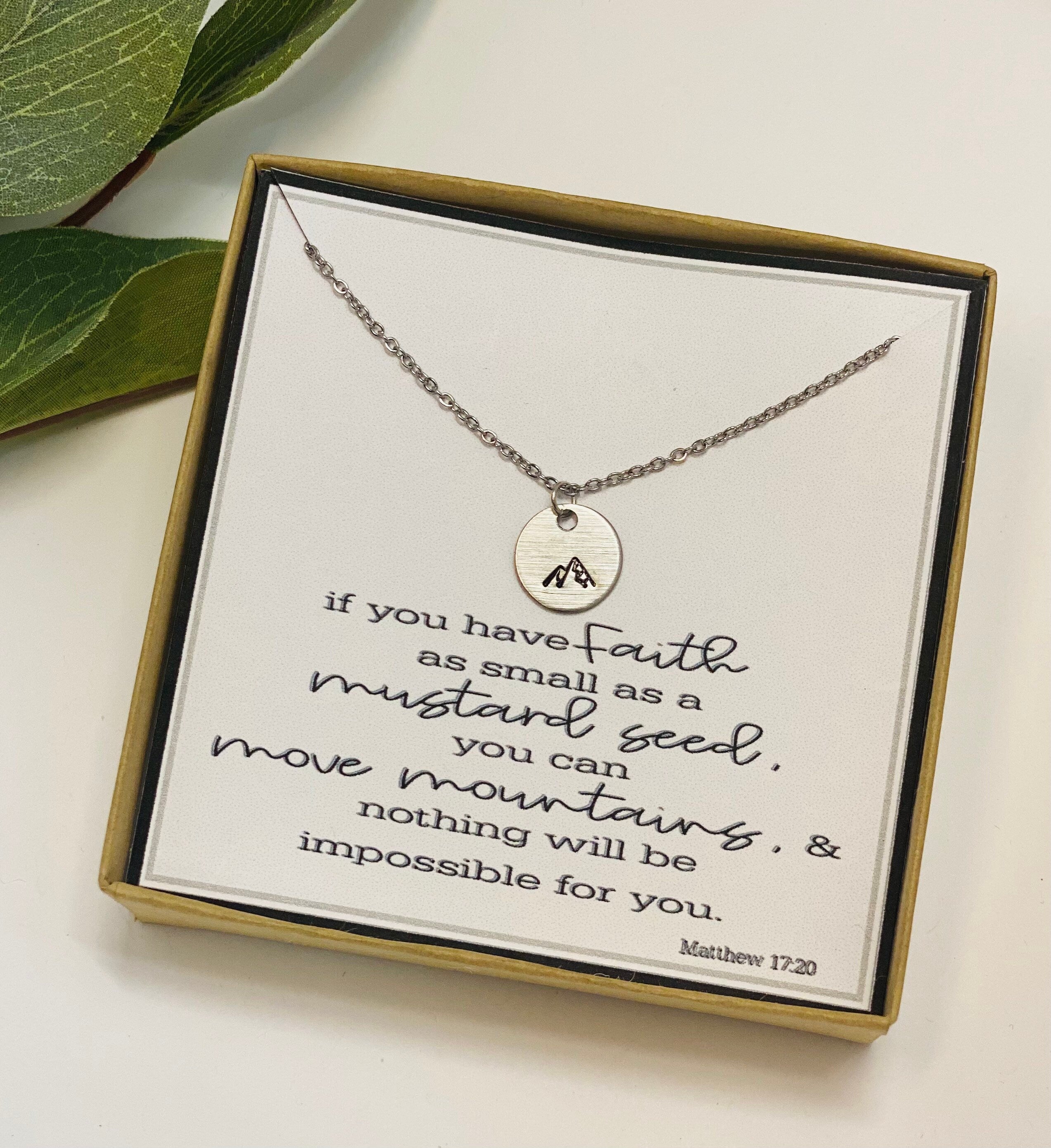 Mountain Necklace, Mountain Jewelry, Encouragement Gift, Christian Jewelry, Faith Necklace, Mustard Seed Necklace