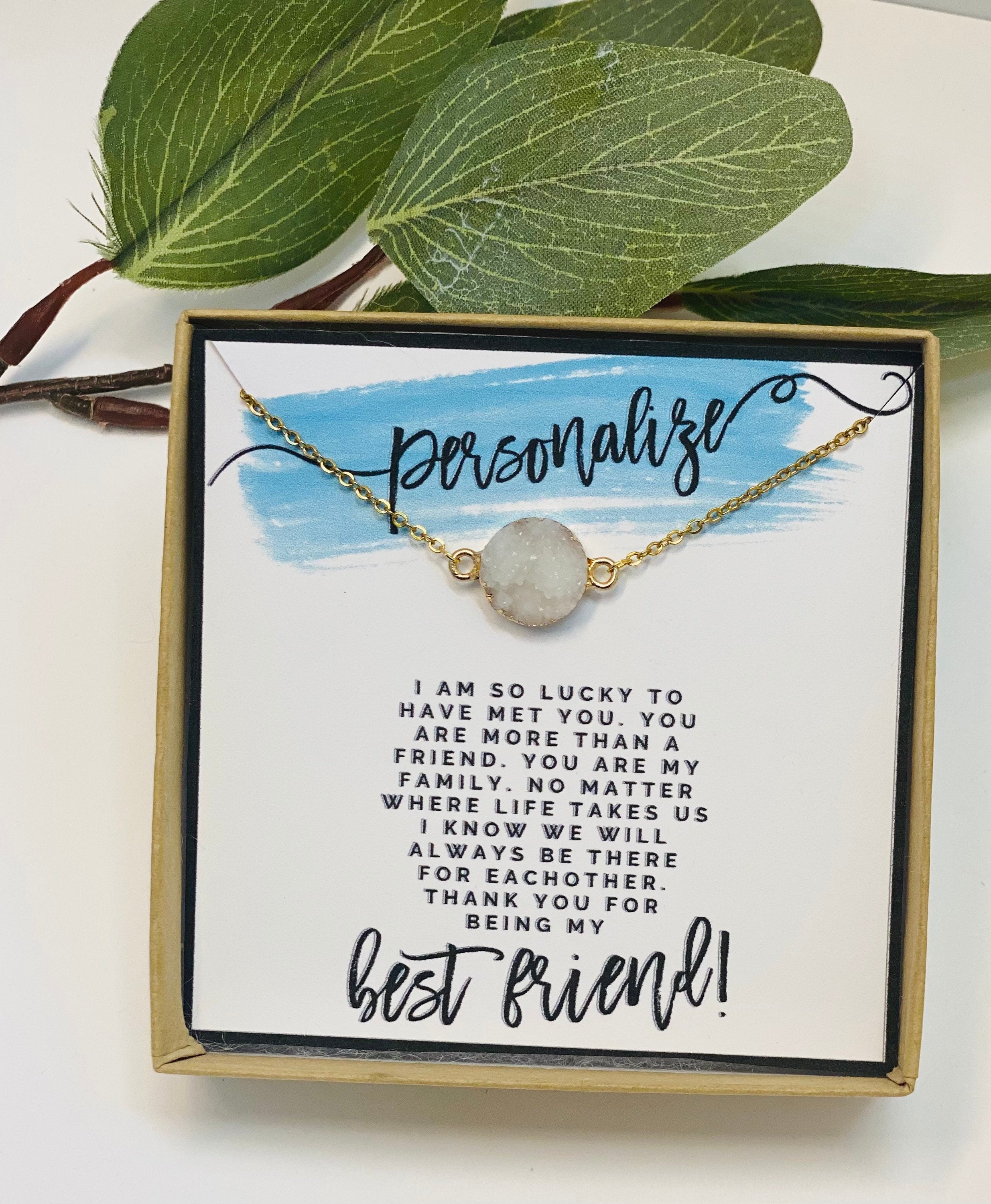 Best friend necklace, druzy necklace, friendship necklace, best friend gift, gift for her, womens necklace, dainty necklace, unique  gift