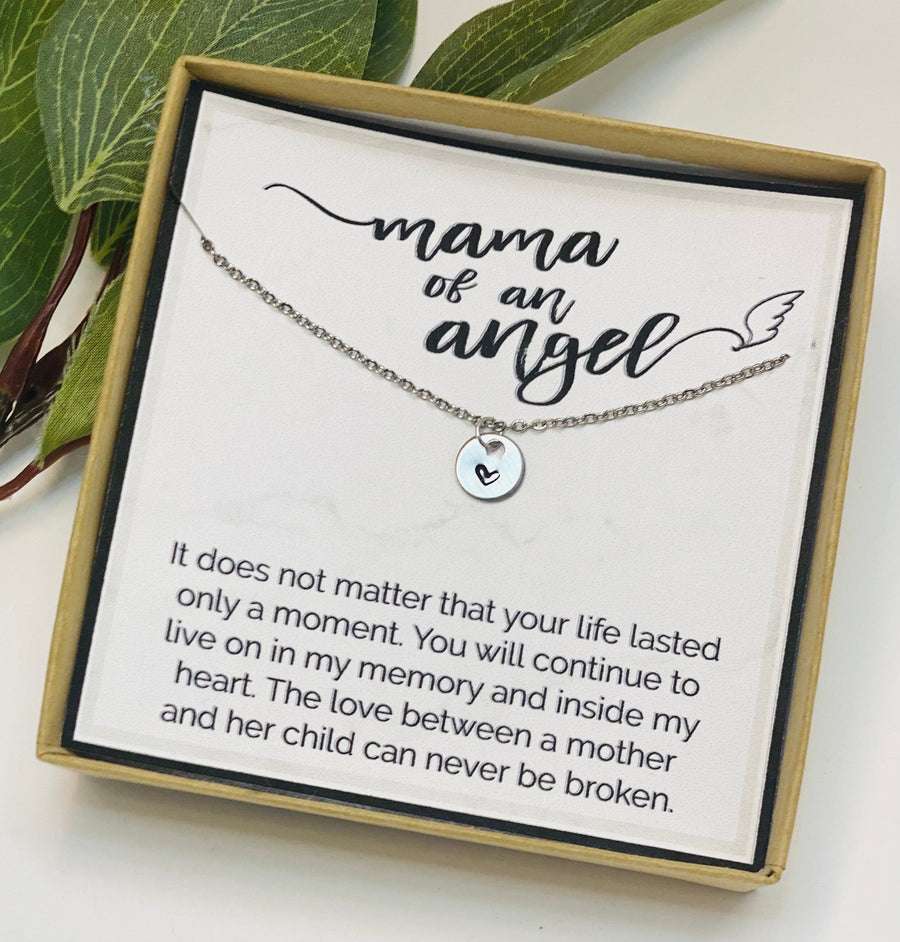 Mom of an Angel, sympathy gift Angel Wing Necklace, Angel Wings, Miscarriage necklace, gift for miscarriage, miscarriage keepsake