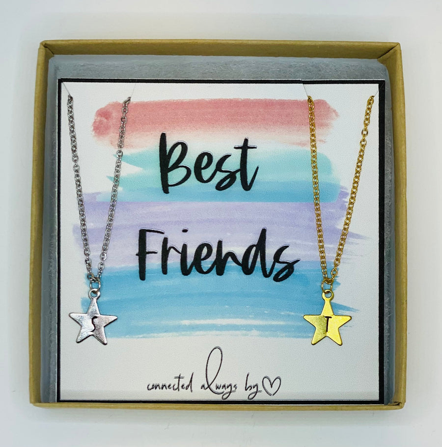 Best friend gifts, friendship gift, star necklace, two necklaces, best friend birthday gift, personalized gift, initial necklace, necklace