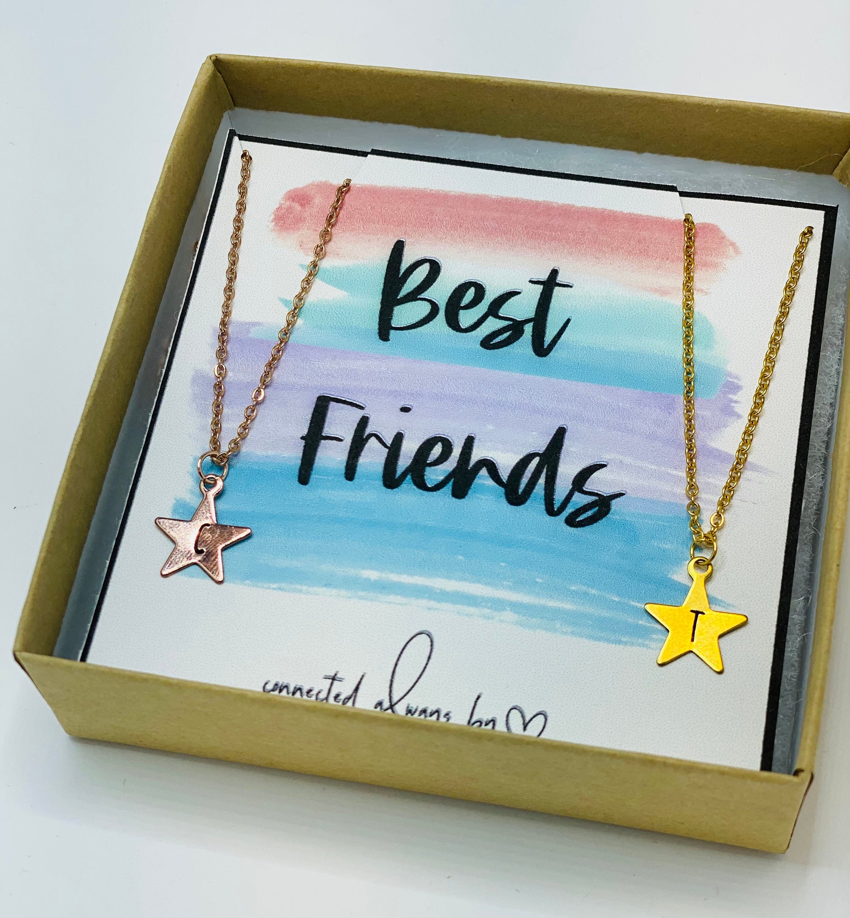 Best friend gifts, friendship gift, star necklace, two necklaces, best friend birthday gift, personalized gift, initial necklace, necklace