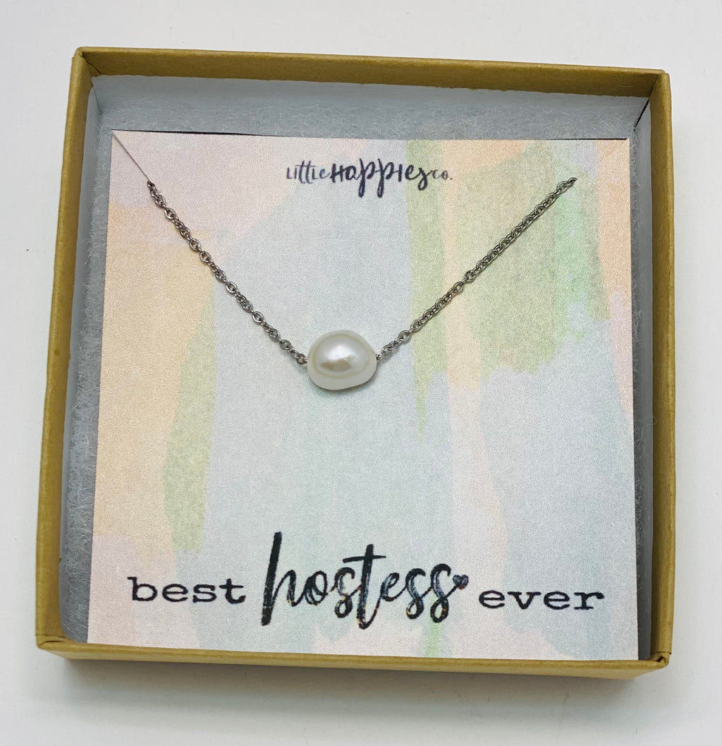 Hostess gift, wedding shower hostess thank you gift, bridal shower host gifts, dainty pearl necklace