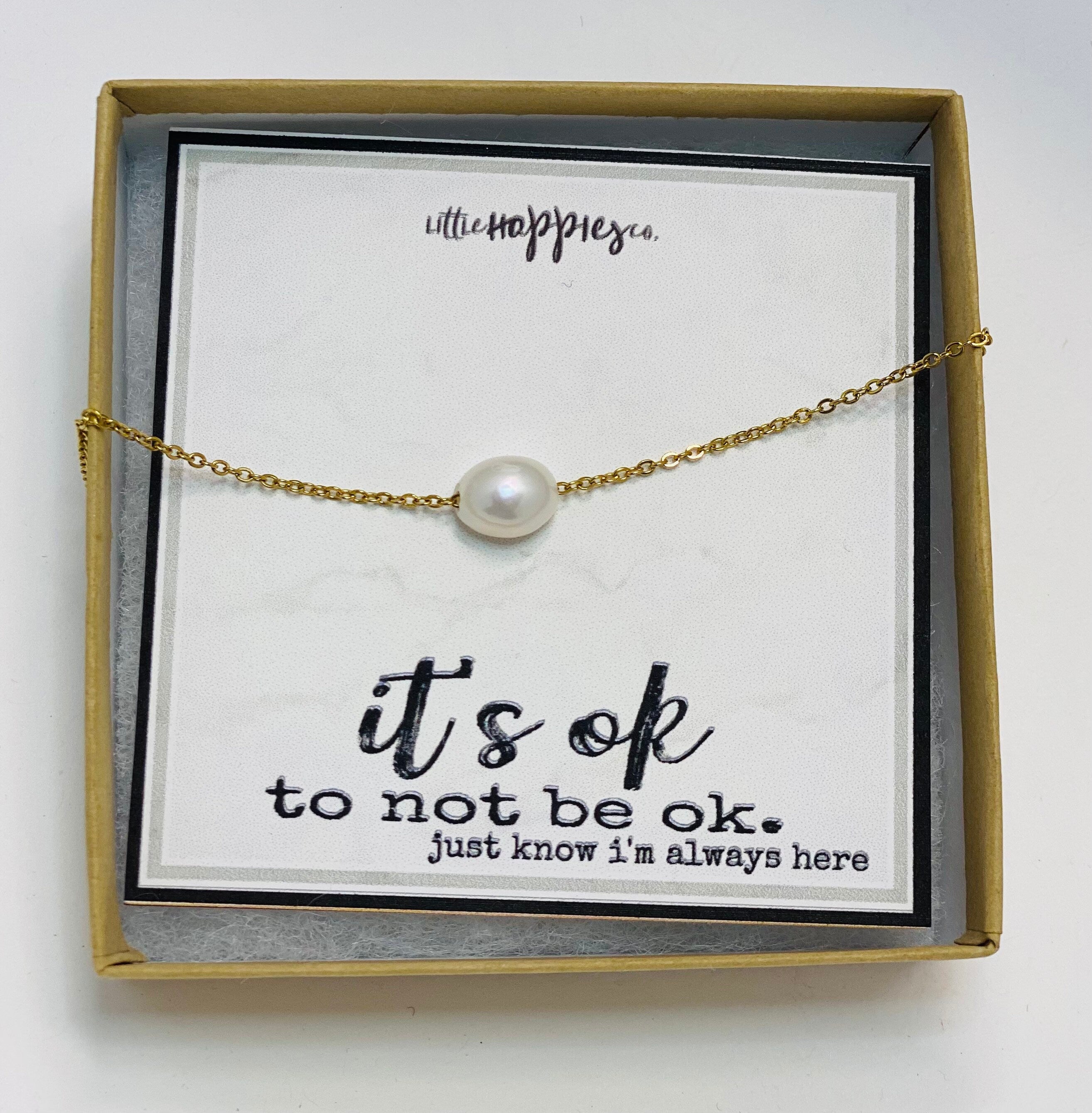 Encouragement gift, miscarriage necklace, sympathy necklace, sympathy gift, loss of a loved one, pet death, it’s ok that your are not ok