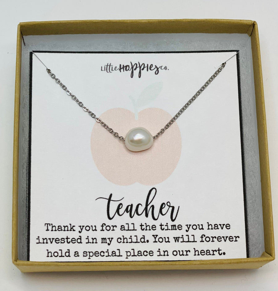 Cute teacher's gifts, Daycare provider gifts, Pre school teacher gift, Pearl necklace, Student teacher gifts, Sunday school teacher
