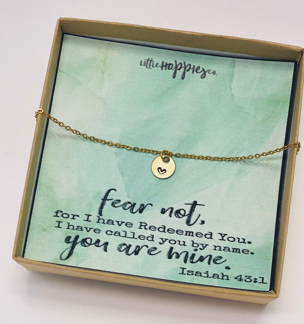 Dainty heart necklace, Fear not, Encouragement gift, Cancer, Christian jewelry, Religious scripture bible verse, Inspiration gift