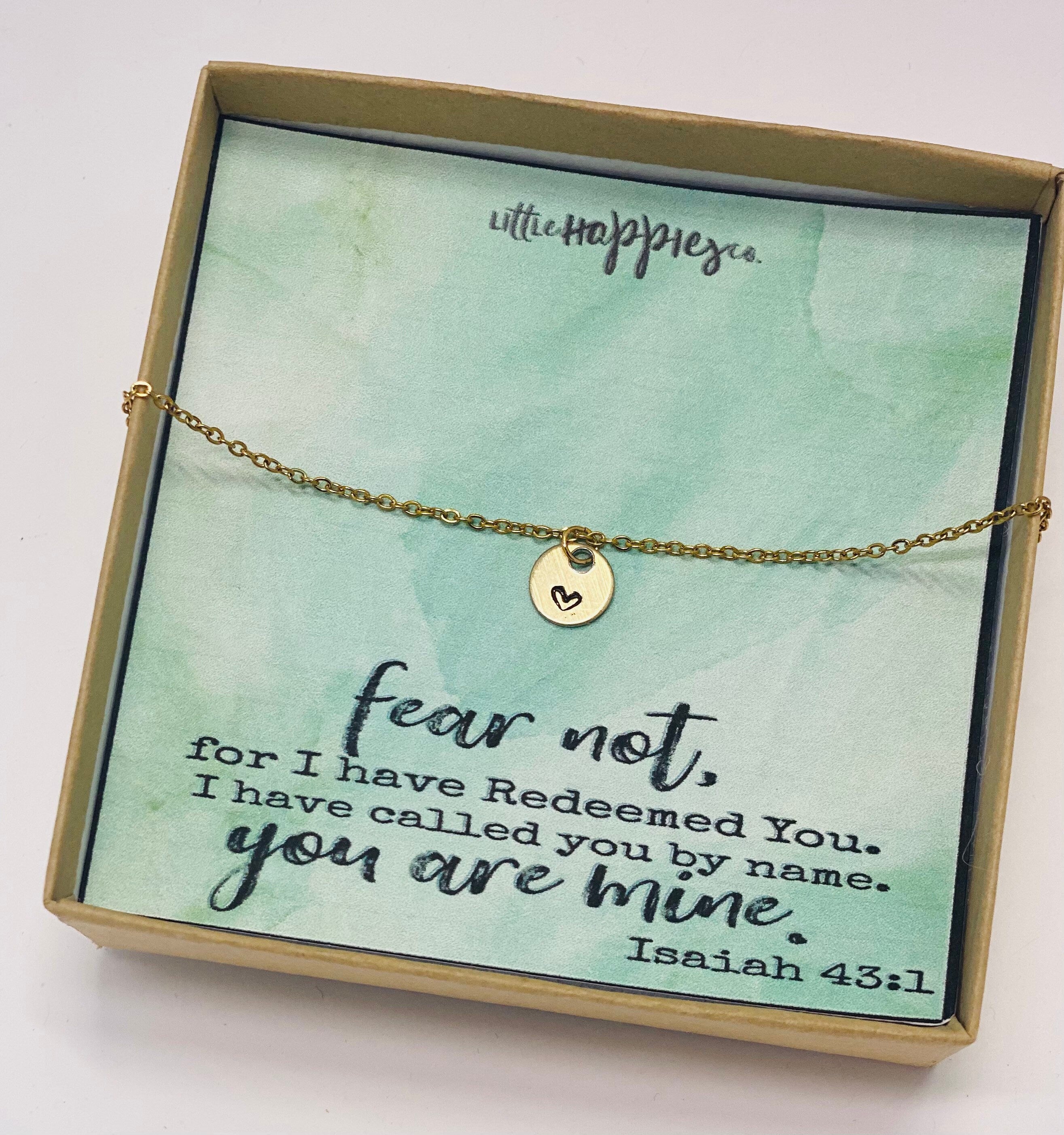 Dainty heart necklace, Fear not, Encouragement gift, Cancer, Christian jewelry, Religious scripture bible verse, Inspiration gift