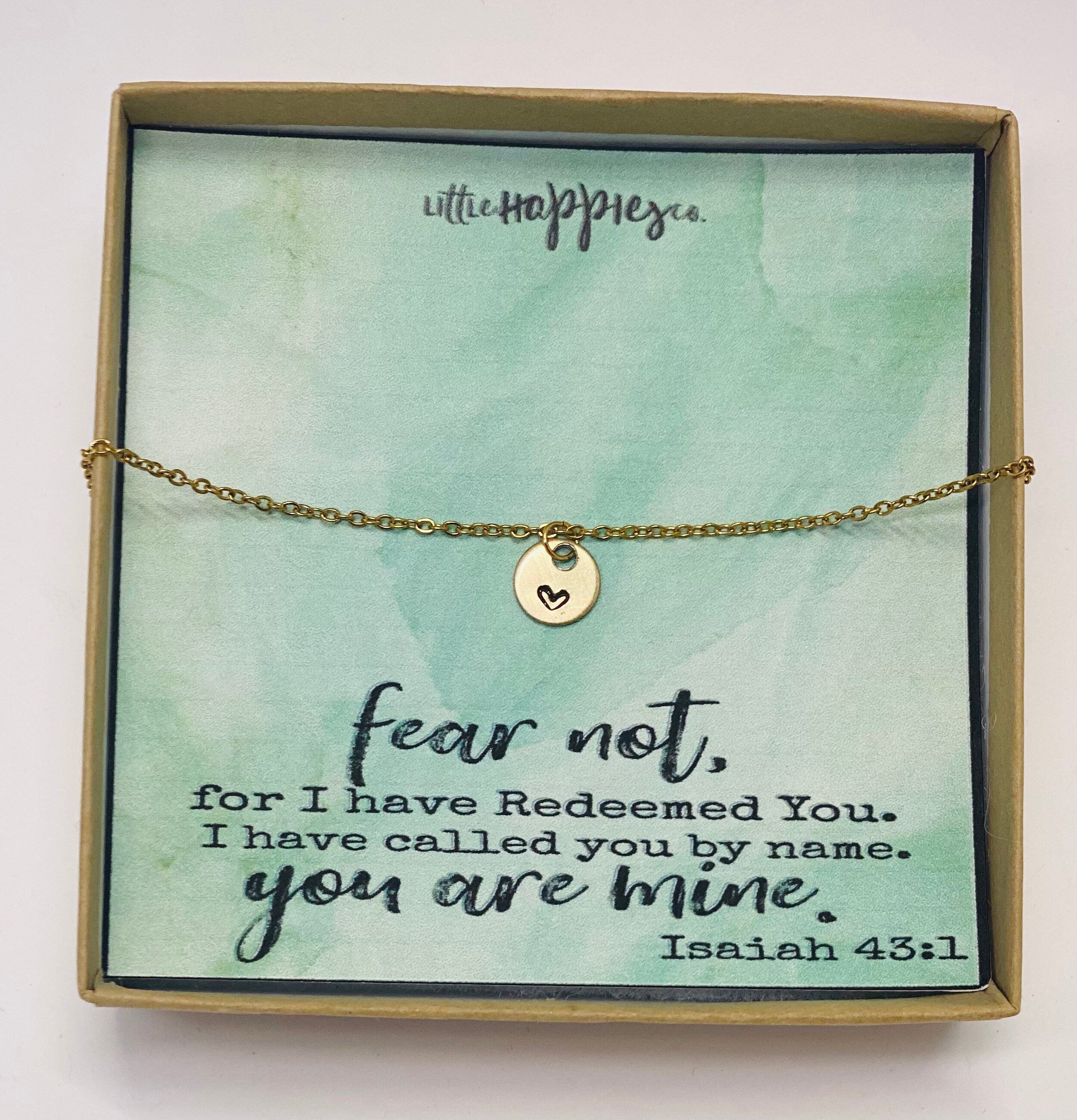 Dainty heart necklace, Fear not, Encouragement gift, Cancer, Christian jewelry, Religious scripture bible verse, Inspiration gift