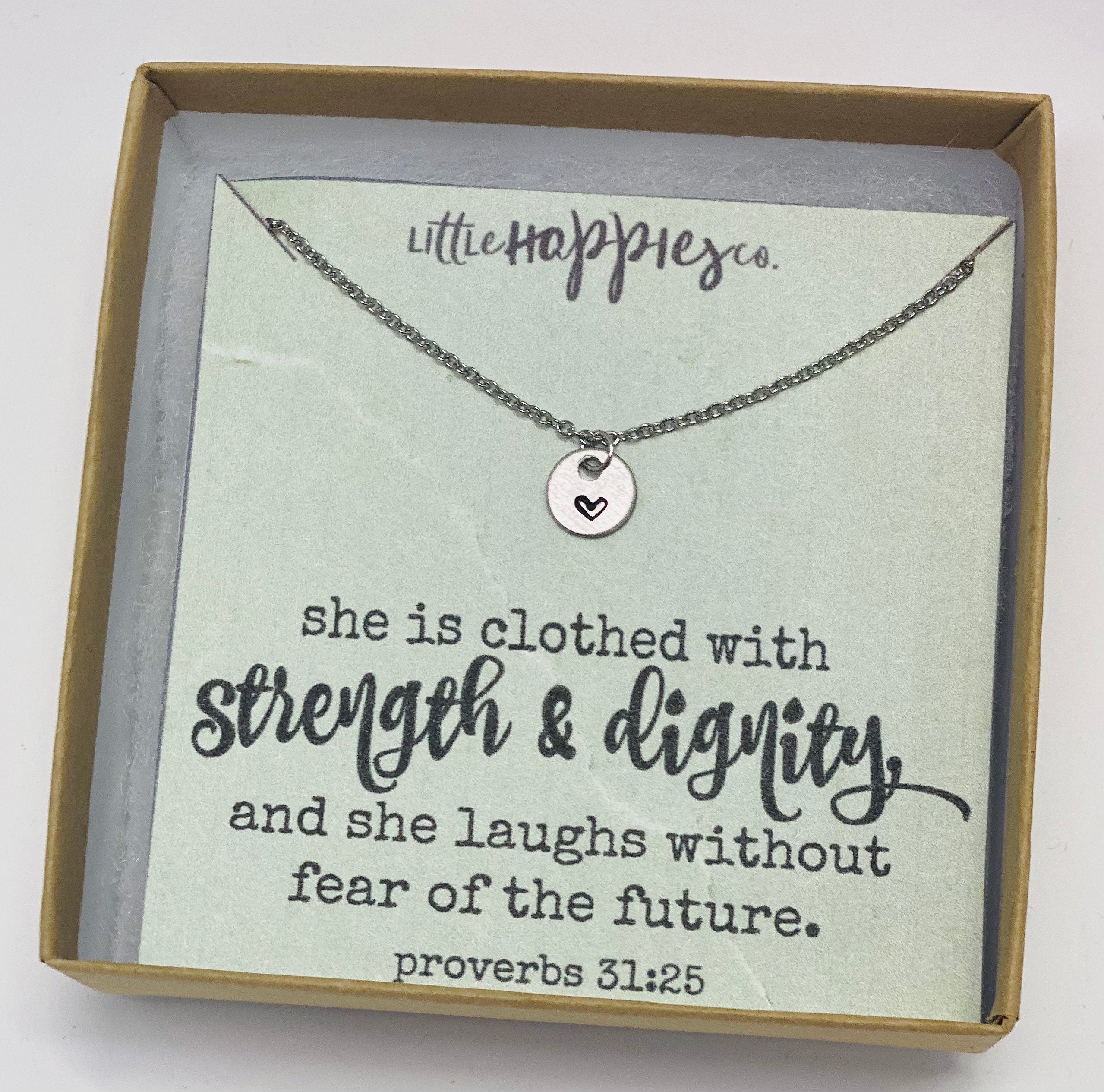 Christian Jewelry, heart necklace, Strength an dignity, Thank you gift, Christian gift, Christian jewelry, Christmas gift, Gift for friend