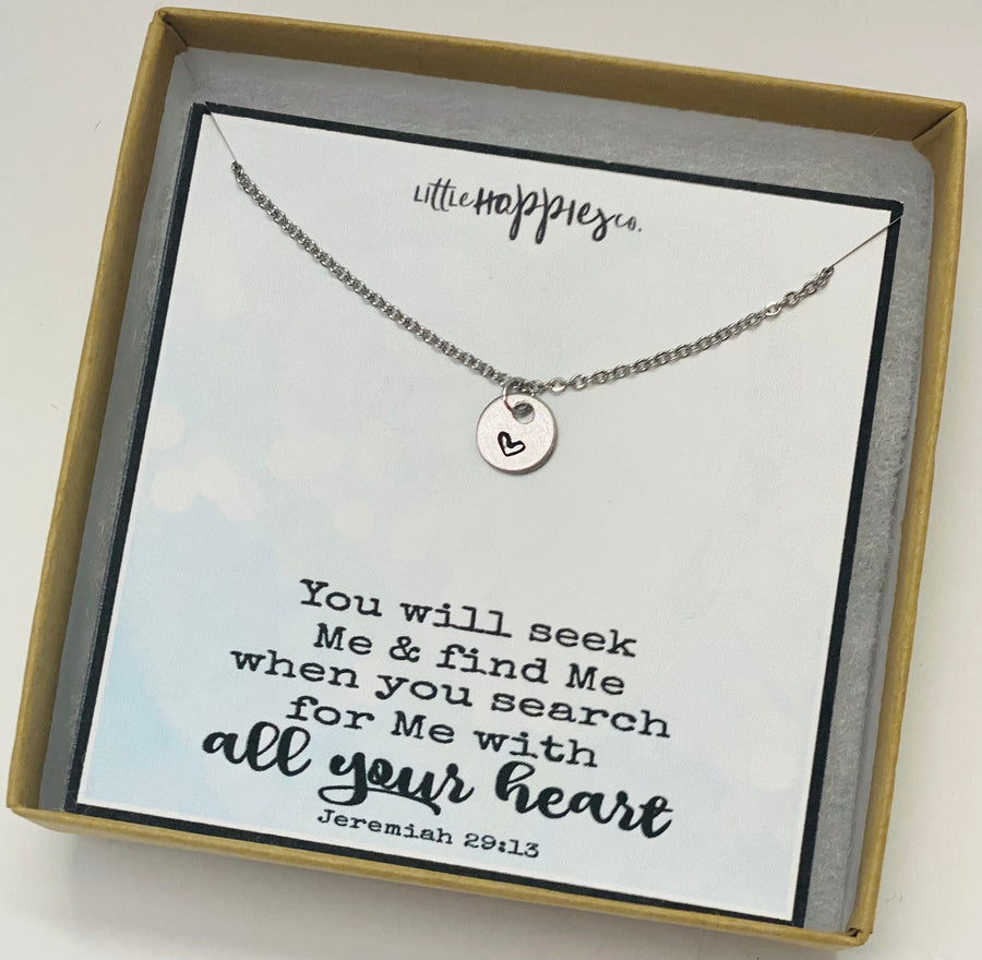 Christian Jewelry, Heart Necklace, Baptism gift, Confirmation gift, Encouragement gift, Gift of faith, Christmas gift, Birthday gift