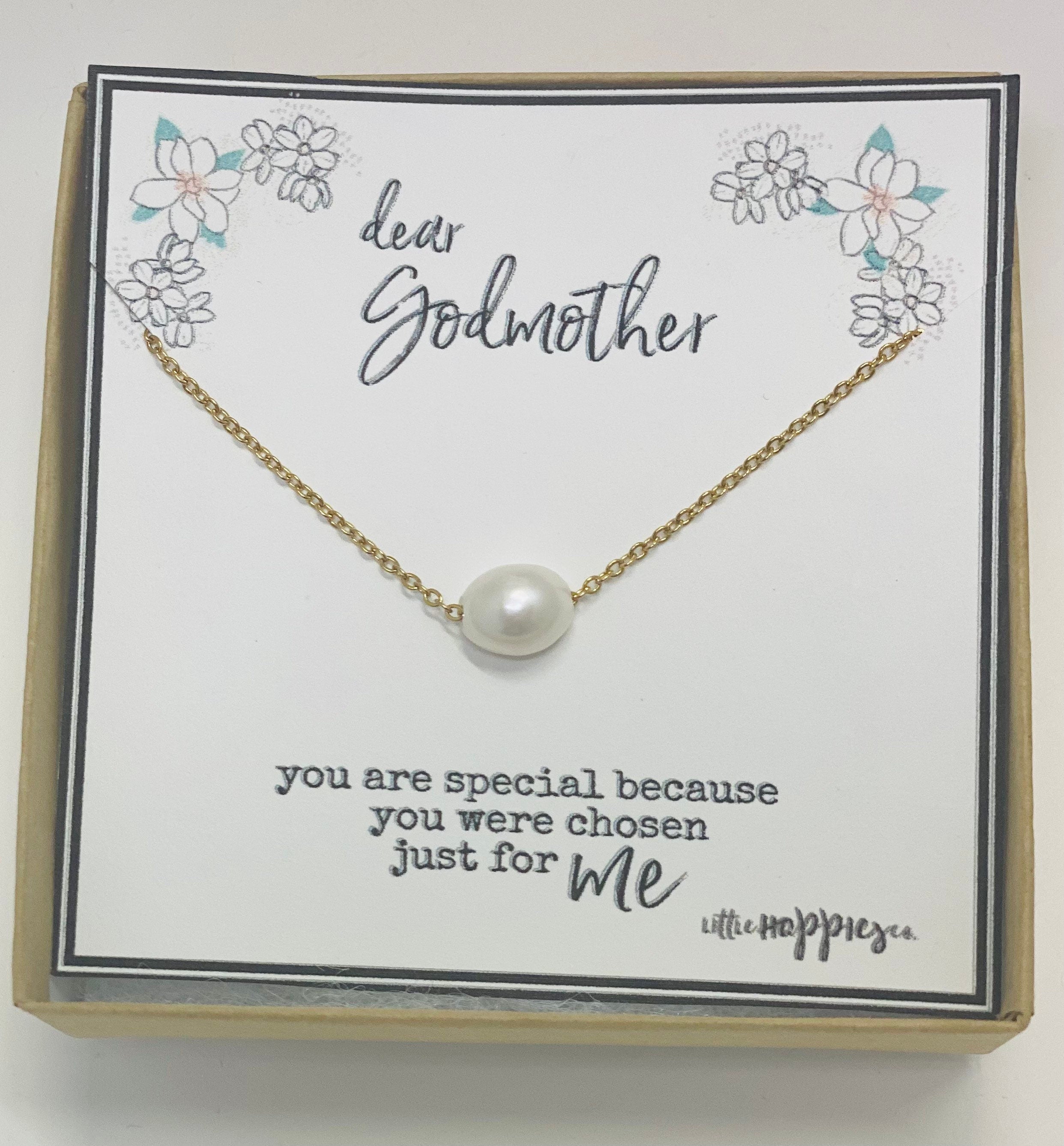 Pearl necklace, Gift for Godmother, Godmother gift, Godmother necklace, Christmas gift For Godmother, dainty necklace, conformation gift