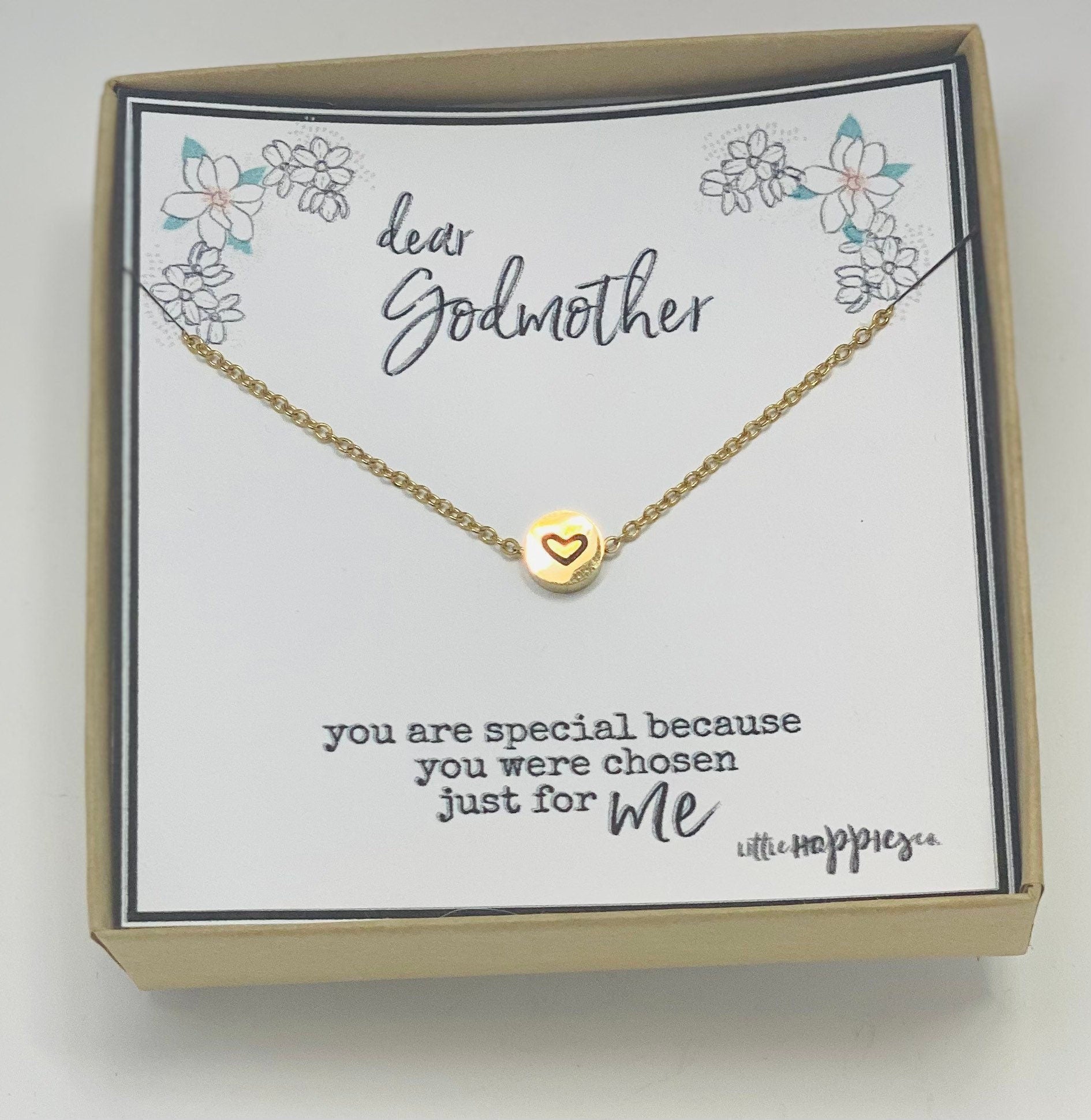 Gift for Godmother, Godmother gift, Godmother necklace, Gift for Godmother, Heart necklace, from goddaughter
