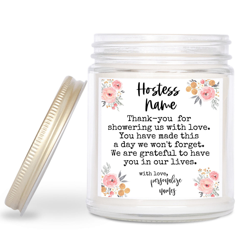 Hostess gift, showering us with love, gift from us, Personalized gift, Gift for host, baby shower host, wedding shower host, from couple