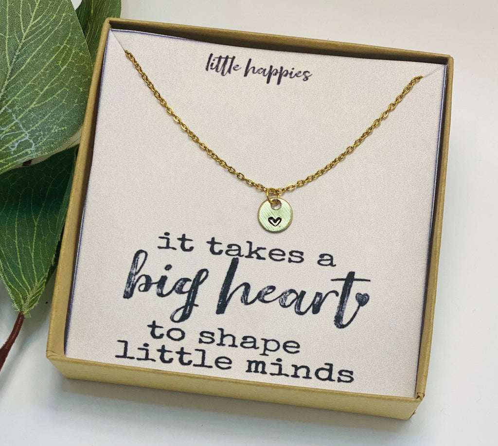 Teacher gift, teacher necklace, heart necklace, teacher Appreciation gift, gift for her, back to school gift, inexpensive teacher gift