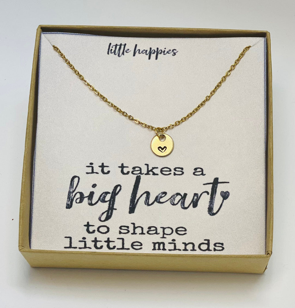 Teacher gift, teacher necklace, heart necklace, teacher Appreciation gift, gift for her, back to school gift, inexpensive teacher gift