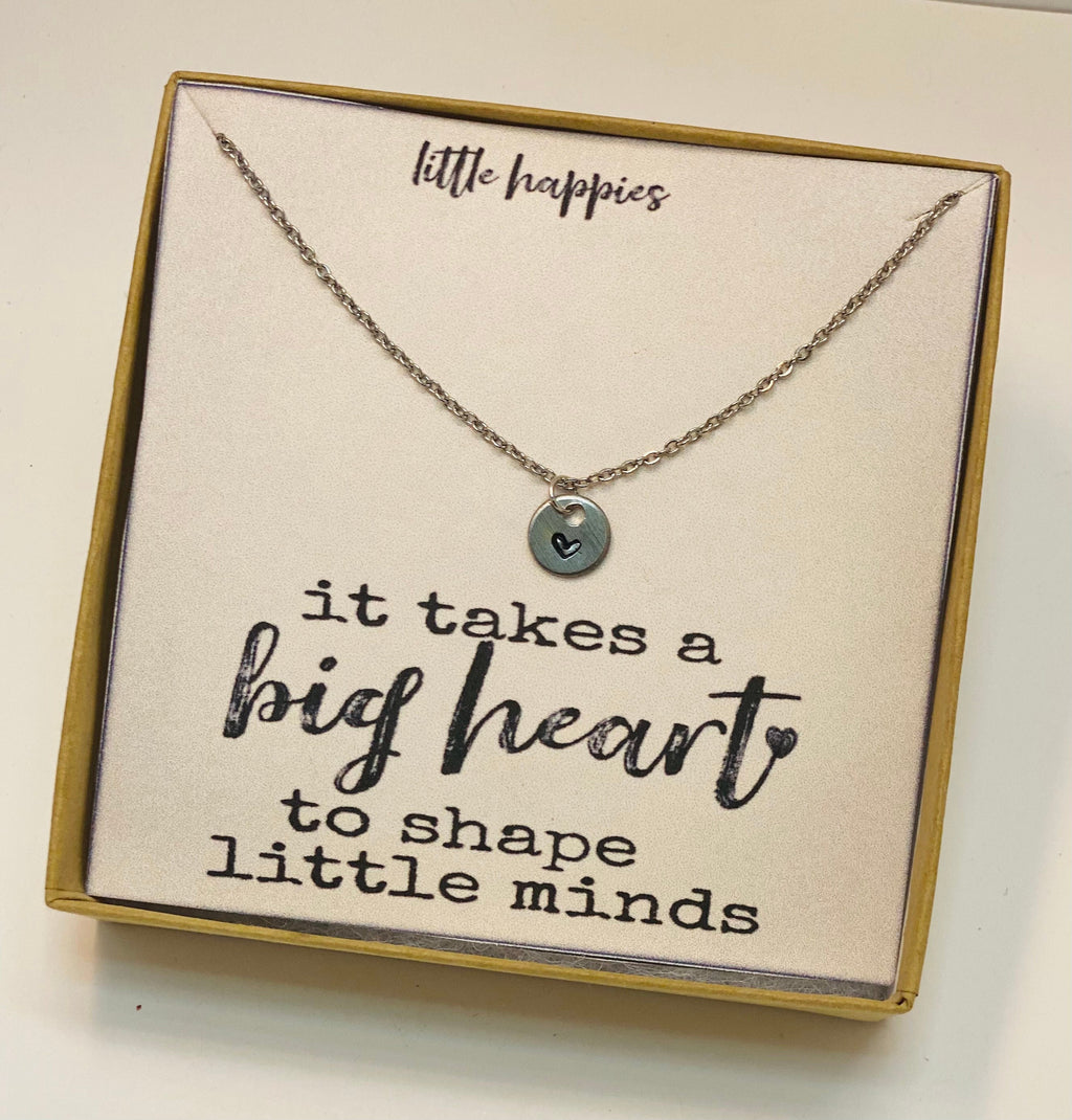 Teacher gift, teacher necklace, heart necklace, teacher Appreciation gift, gift for her, back to school gift, inexpensive teacher gift
