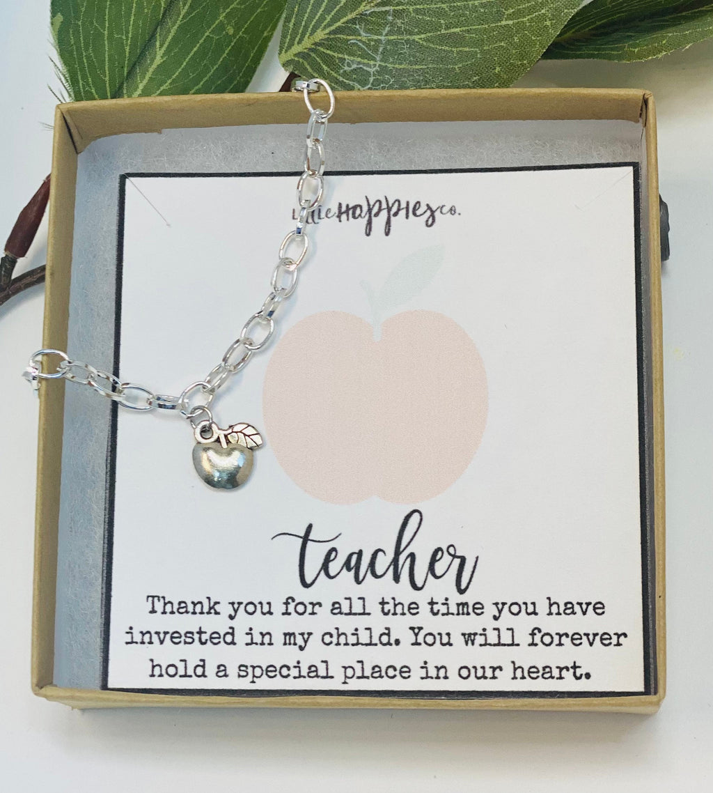 Teacher bracelet, Apple bracelet, Teacher gifts, Best teacher gifts, Apple charm bracelet, Christmas gift for teachers, Teacher birthday