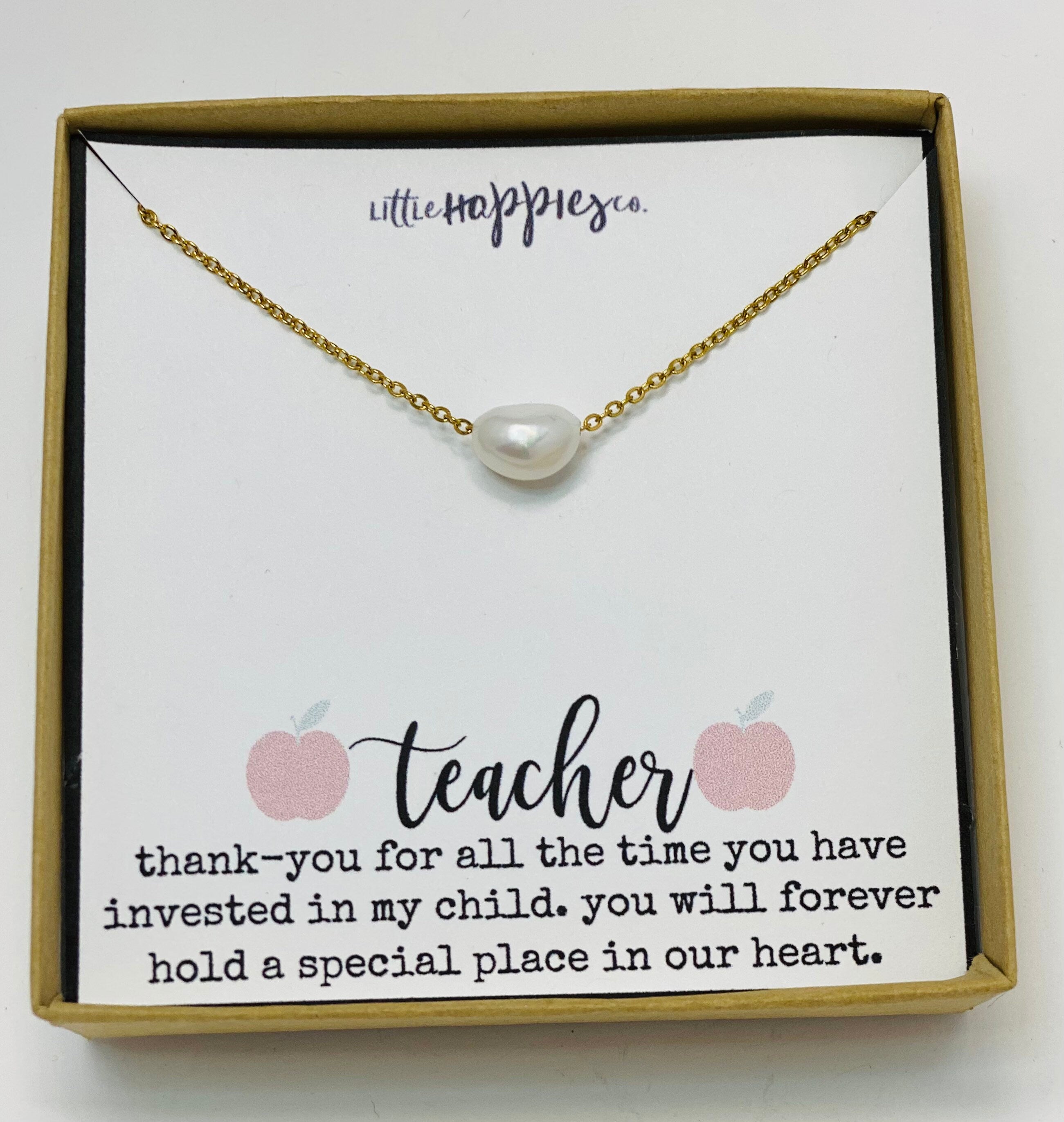 Cute teacher's gifts, Daycare provider gifts, Pre school teacher gift, Pearl necklace, Student teacher gifts, Sunday school teacher