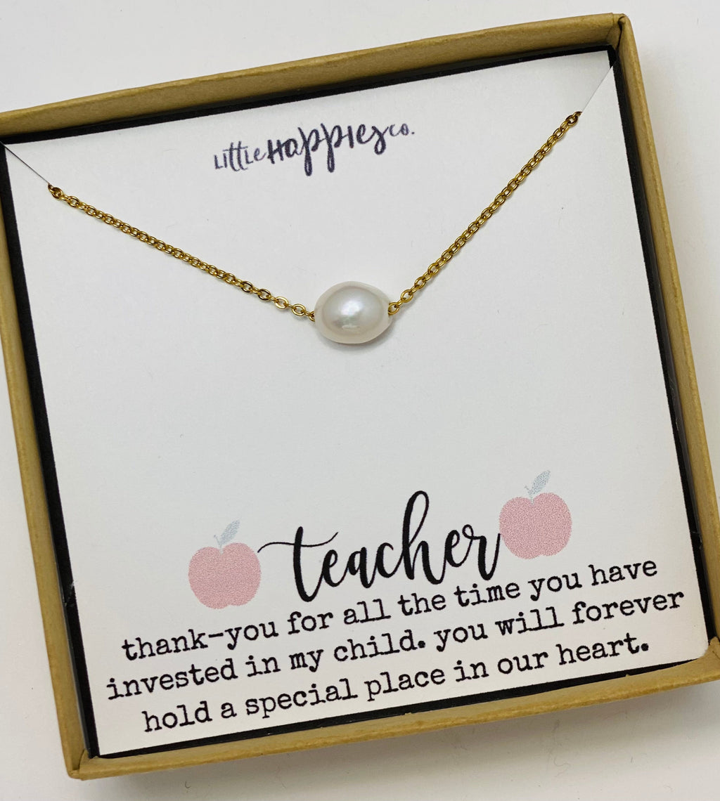 Cute teacher's gifts, Daycare provider gifts, Pre school teacher gift, Pearl necklace, Student teacher gifts, Sunday school teacher